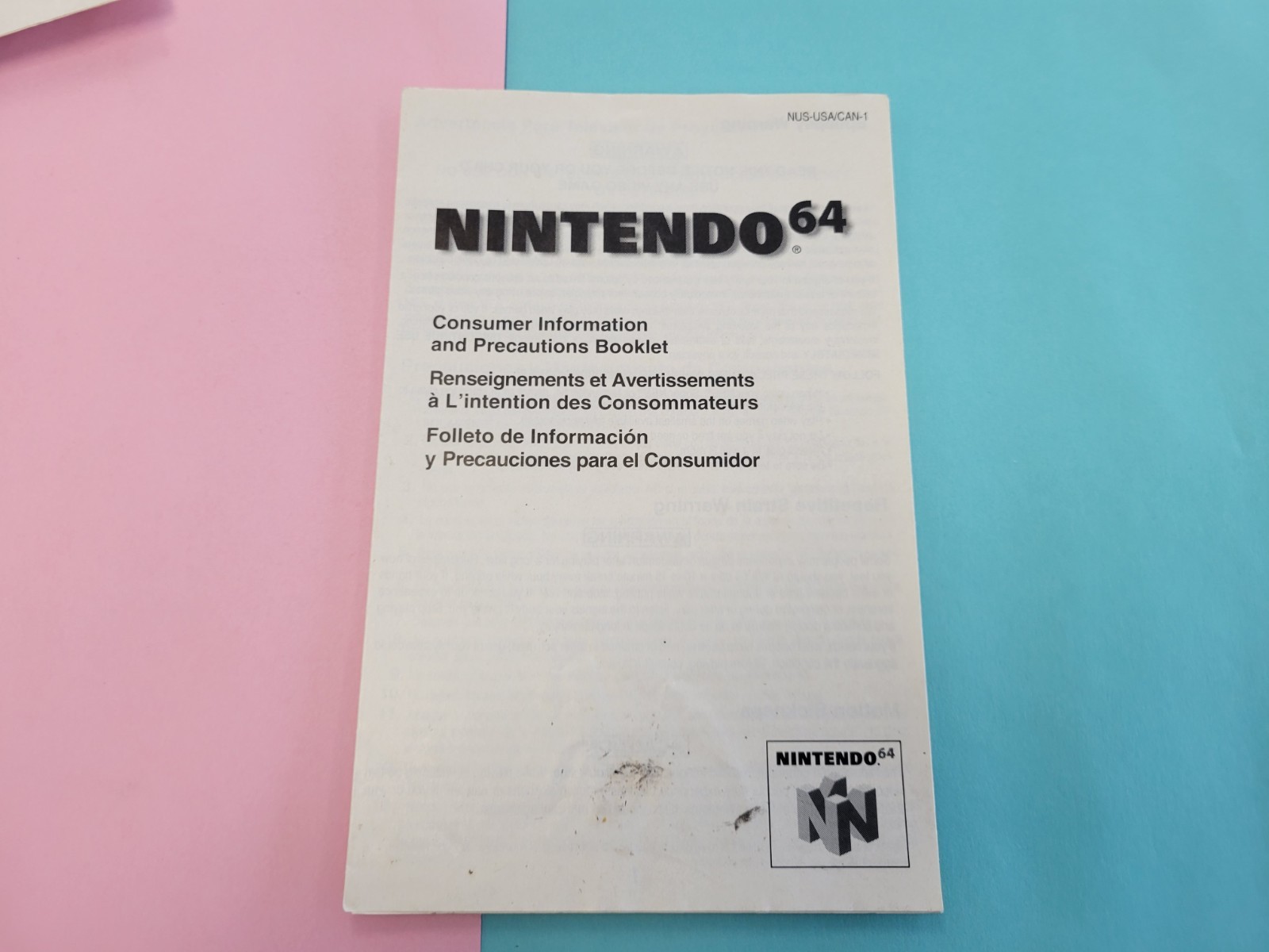Nintendo 64 Consumer Information and Precautions Booklet NUS-USA/CAN-1