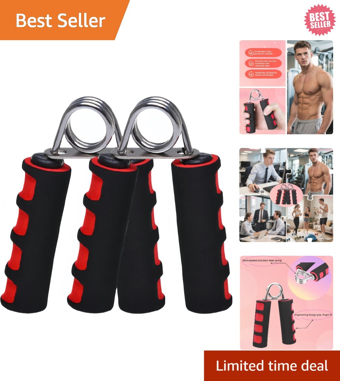 Travel-Friendly Grip Strengtheners - Pair of Ergonomic Foam Hand Exercisers
