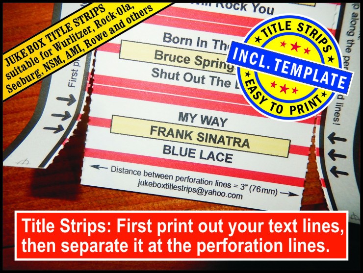 U1A101-AX08) ⭐ 490 Jukebox TITLE STRIPS in variations ⭐ BLANK SHEEDS
