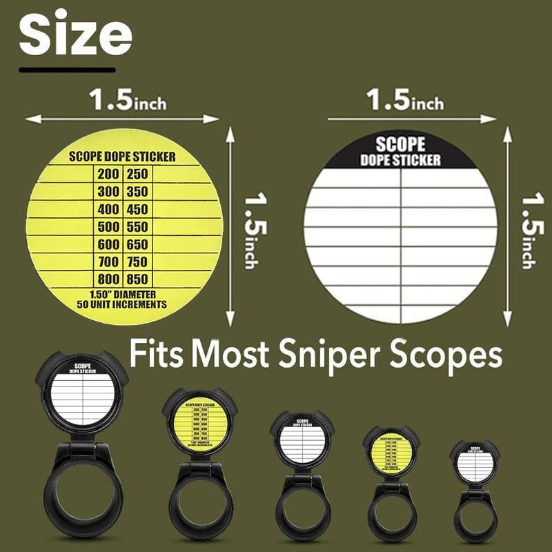 14-Pack Long-Range Shooting Scope DOPE Stickers for Range and Dope Cards