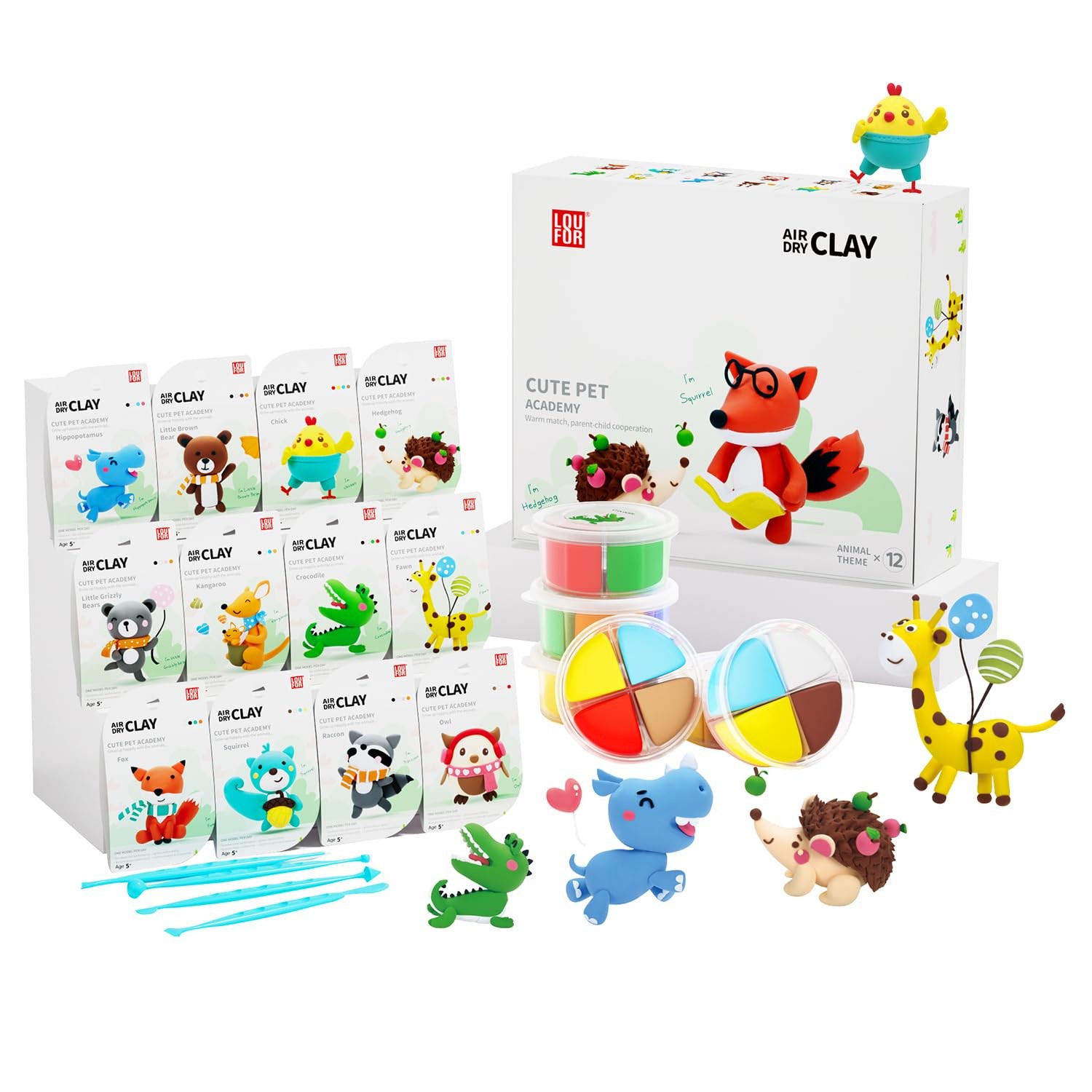 LOUFOR Air Dry Clay Kit -12 Animals Modeling Clay for Kids Arts and Crafts | ...