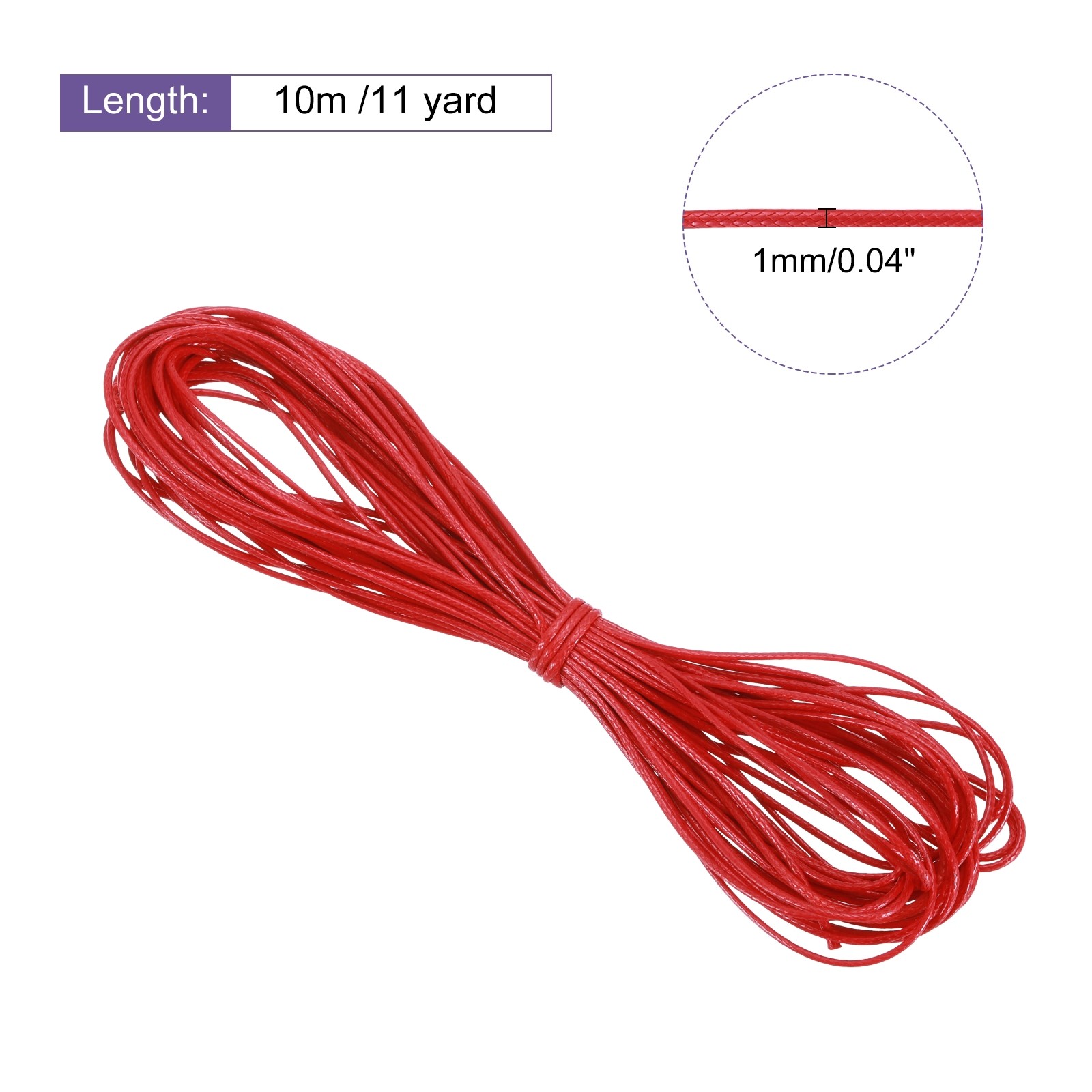 Red 1mm Waxed Cord 11 Yard Wax Bead Thread String for Jewelry Make