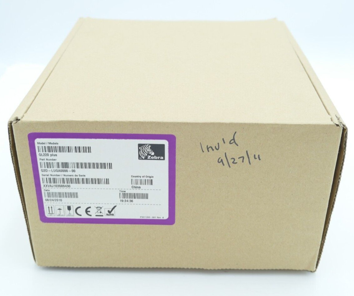 Zebra QL220 Plus Q2D-LUGA0000-00 Portable Barcode Label Wireless Printer NEW