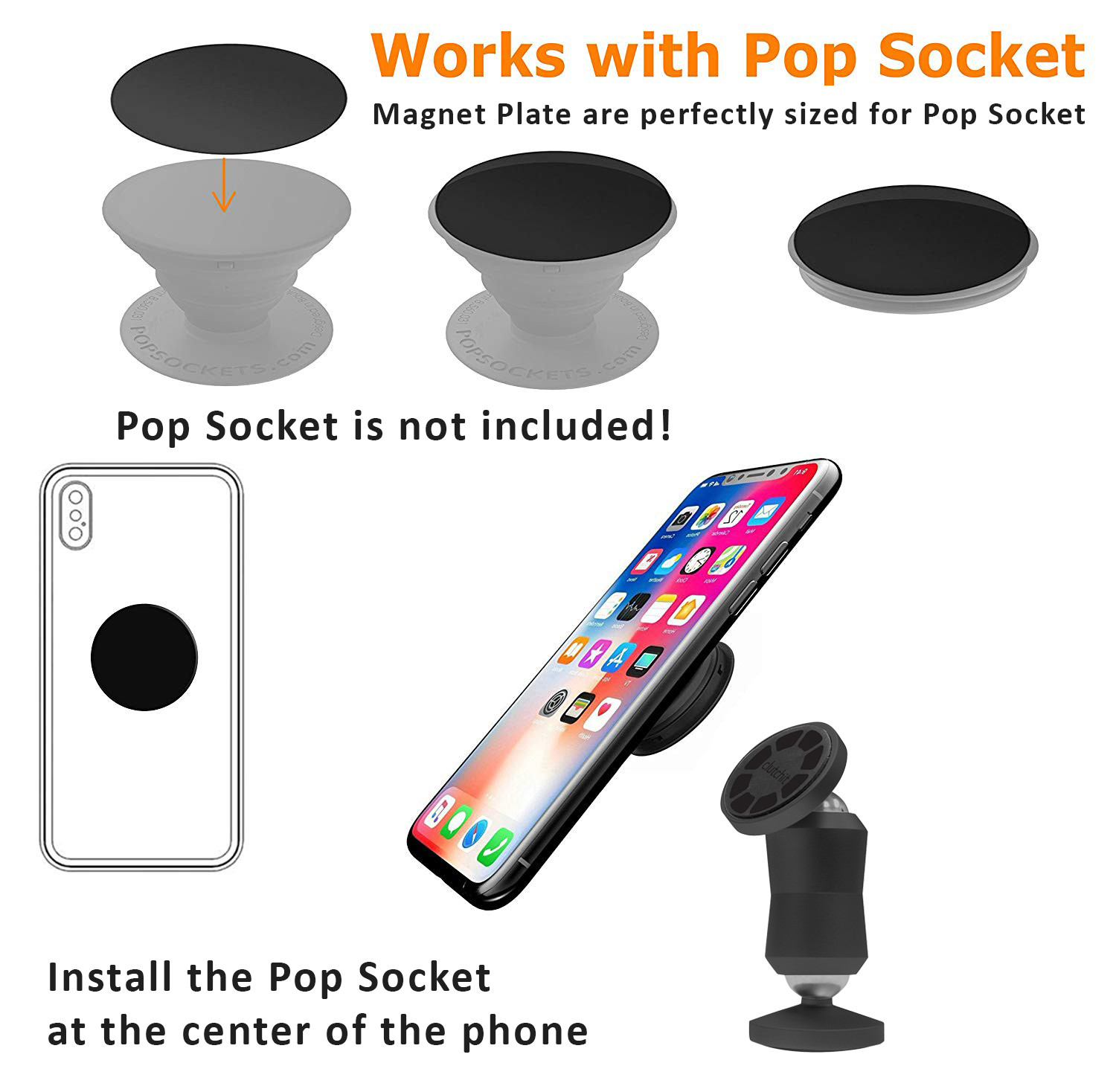 Clutchit Magnetic Movable Mount Universal Tablet and Phone Mount