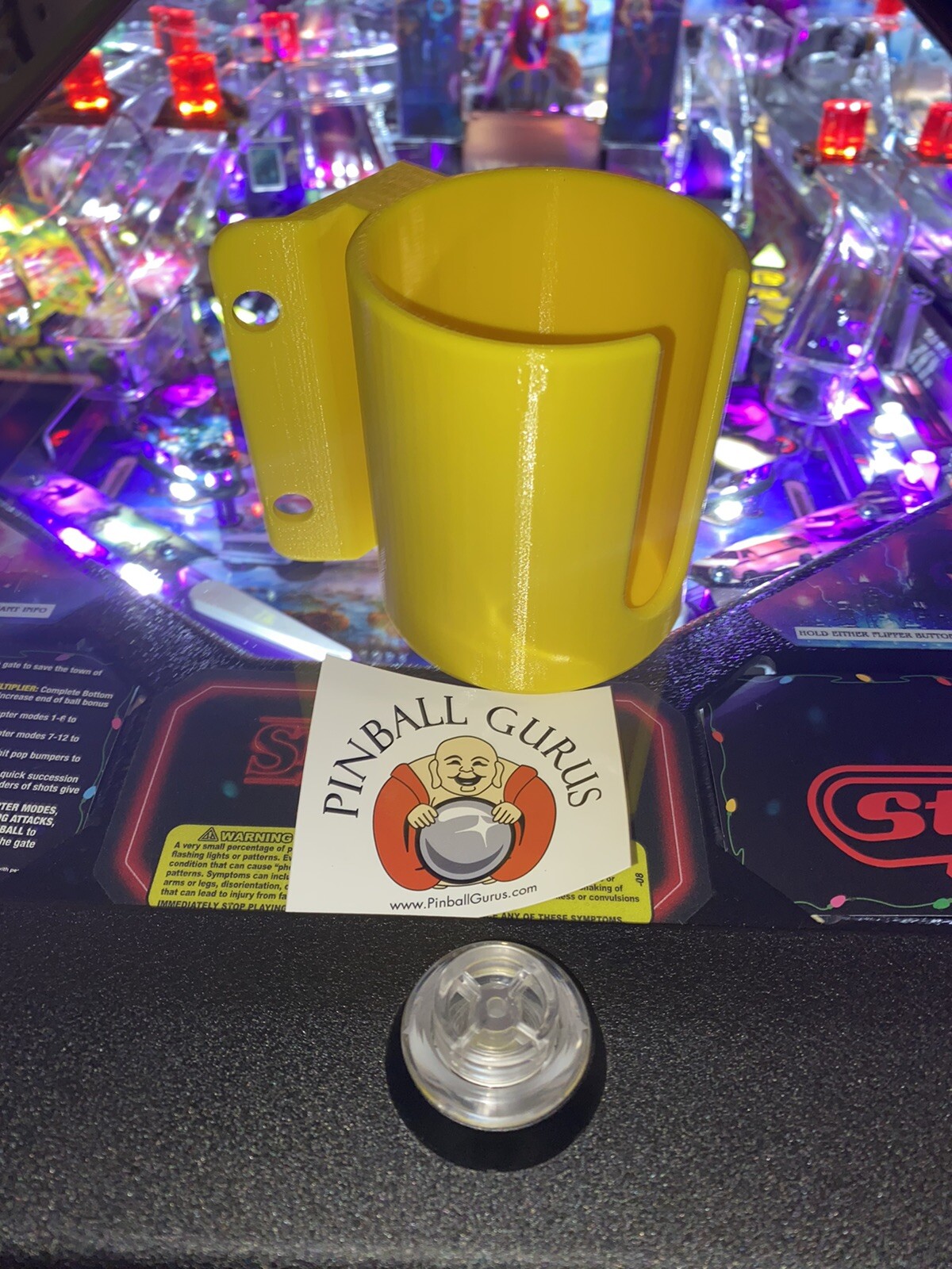 Pinball Machine Cup/Drink/Pop/Soda Holder Front or Side Mount YELLOW