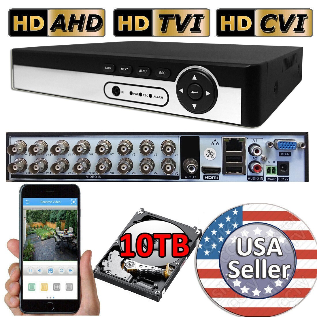 Sikker Standalone 16ch DVR Recorder 5MP 1080P camera system with 10TB hard drive