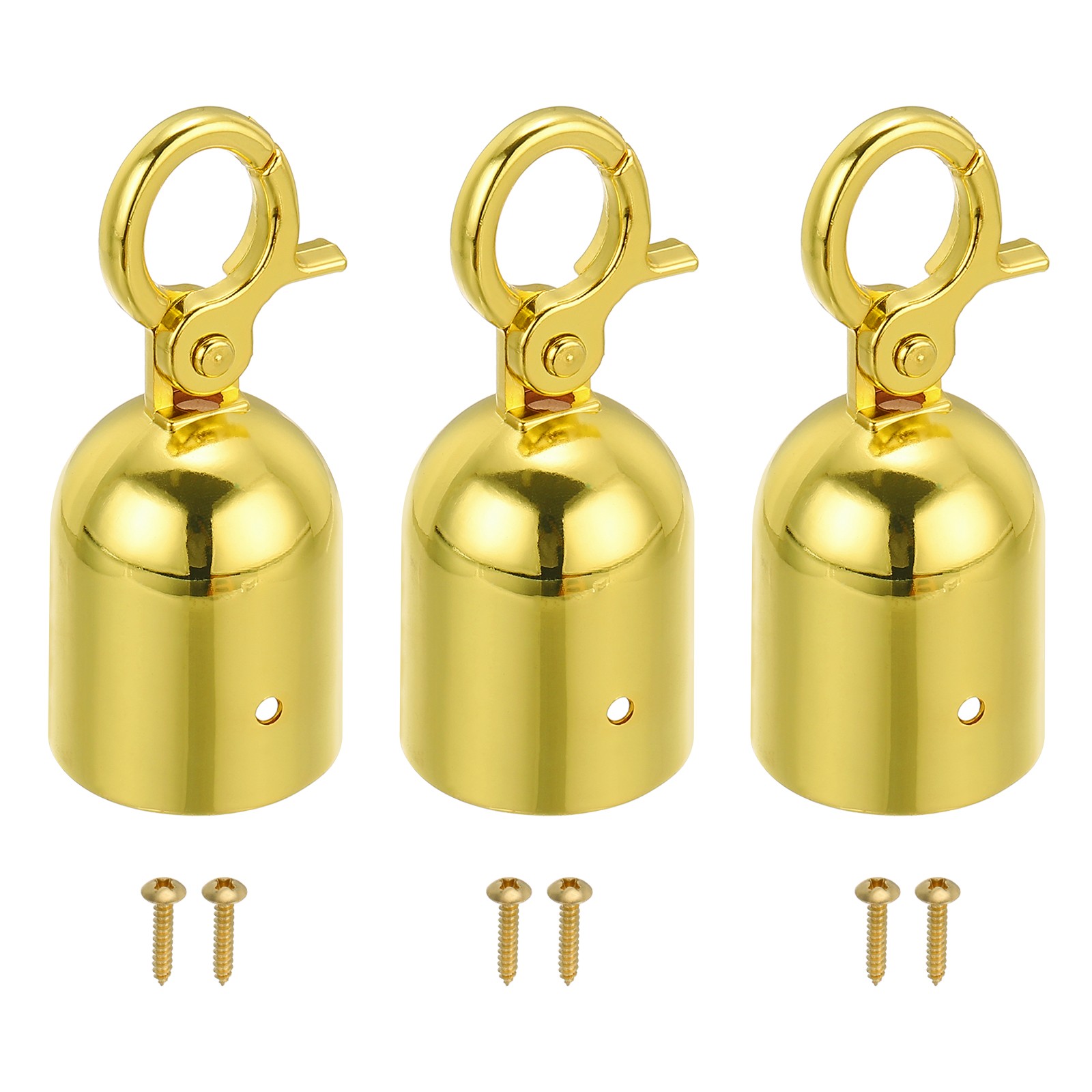 1.6"x3.7" Stanchion Rope End Stopper 3pcs Cord End Caps Barrier Rope End Golden