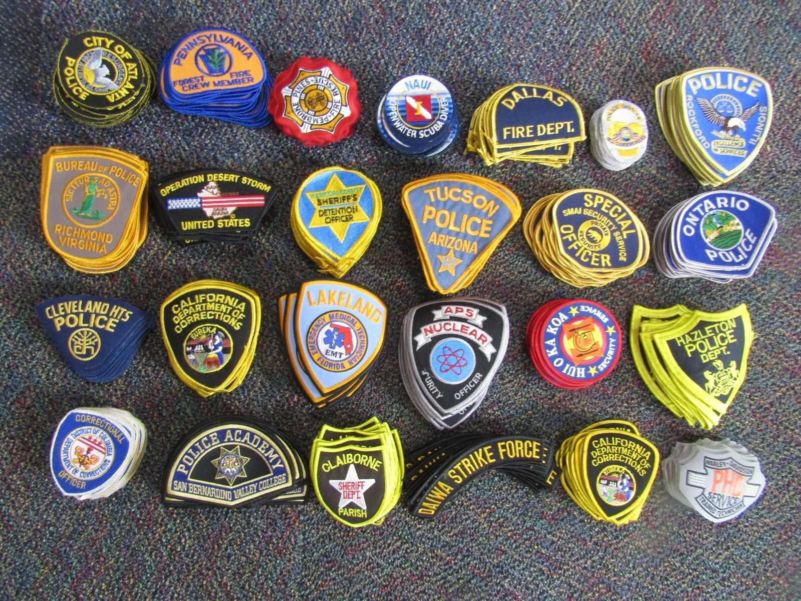 PATCH LOT SET COLLECTION OF 25 DIFFERENT POLICE FIRE RESCUE SCUBA MILITARY SHERI