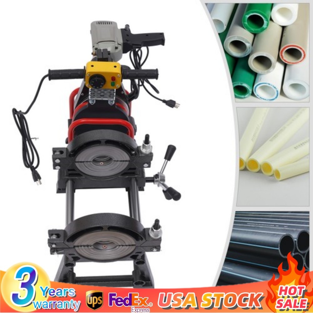 110V Pipe Fusion Welder 2 Clamps 63-200MM Manual PP PE HDPE Pipe Welding Machine