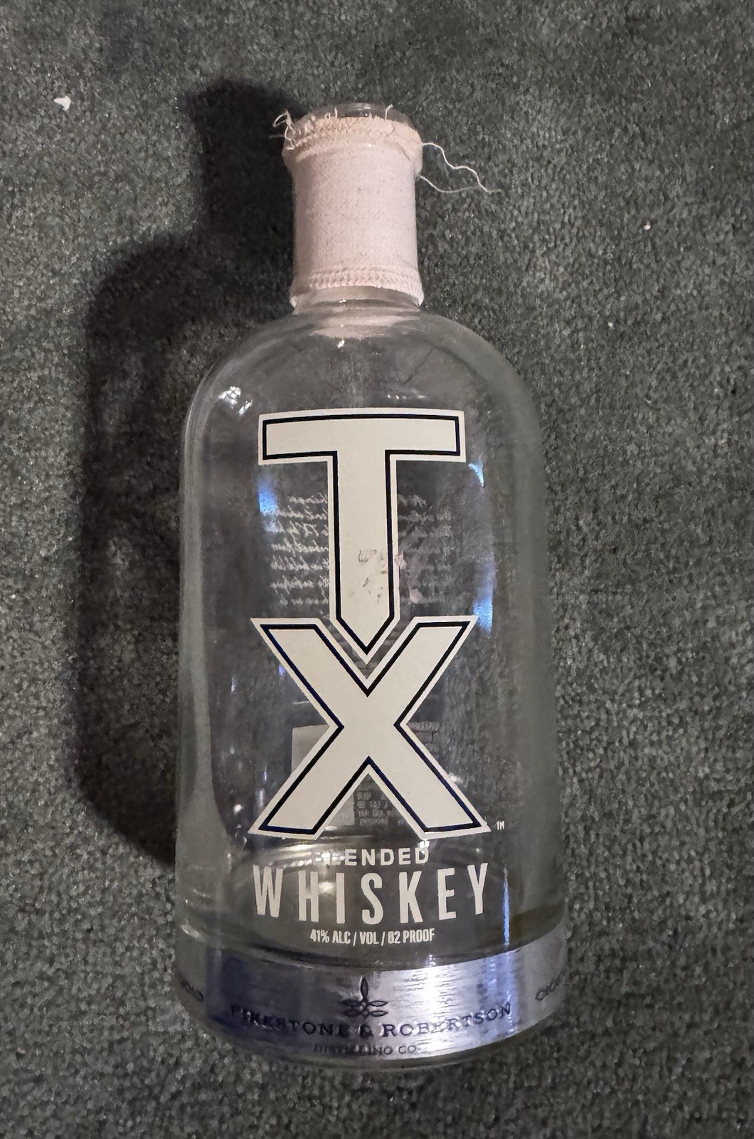 TX Texas Straight Bourbon Whiskey Empty Glass Bottle Used Empty