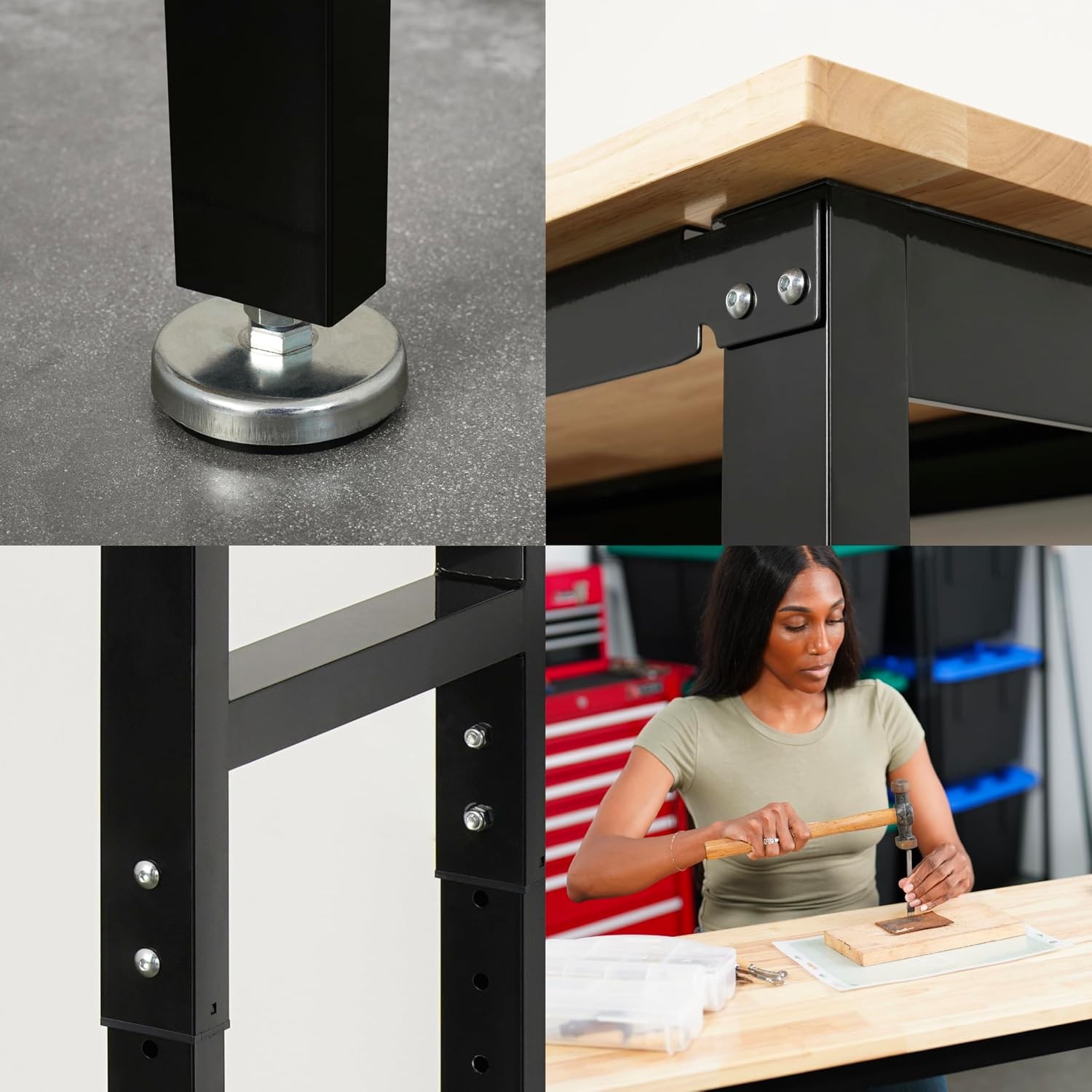 Workbench | 48” Adjustable Hardwood Work Tops | Premium Standard or Crank