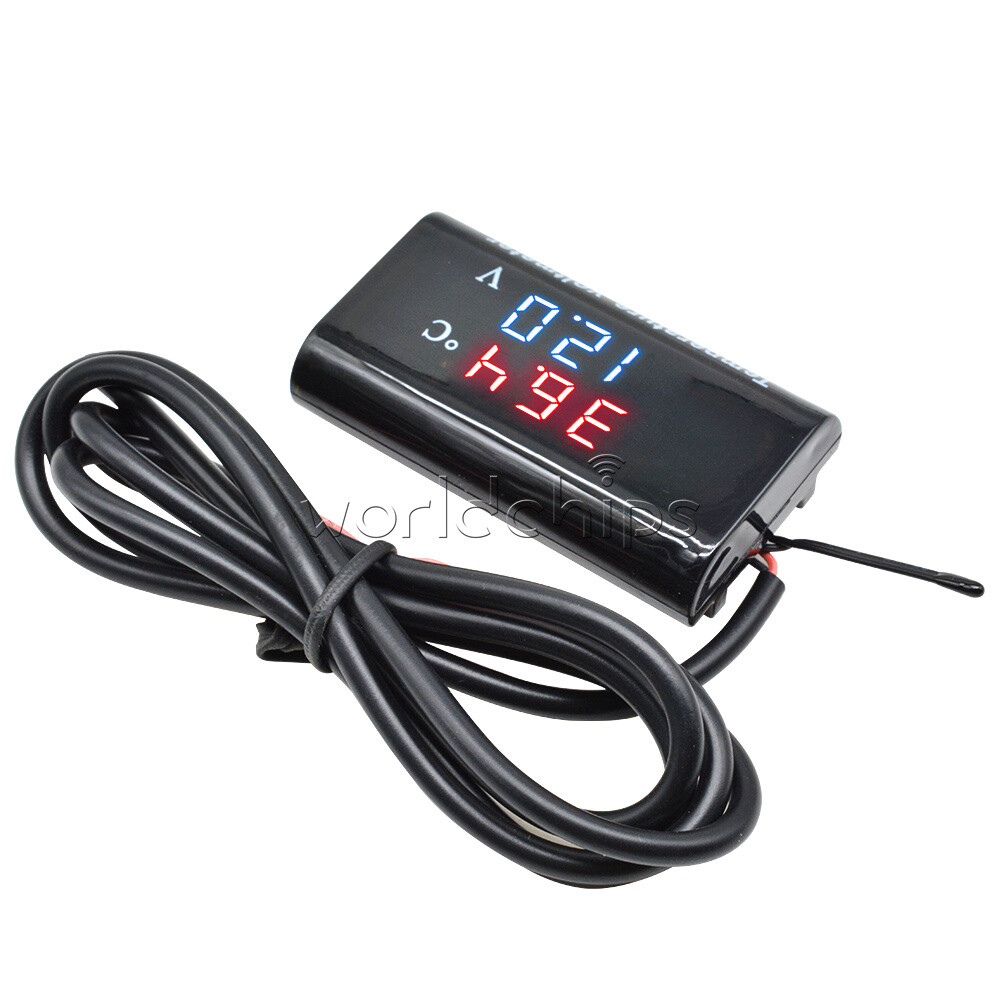 DC 12V 0.28'' Digital Dual LED Display Voltmeter Temperature Voltage Panel Meter