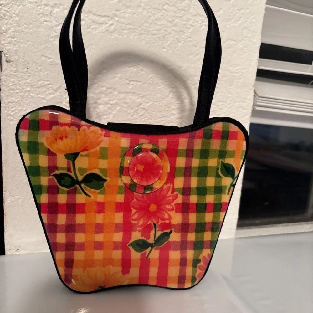 Angela Francine Vibrant Floral Checkered Shoulder Bag