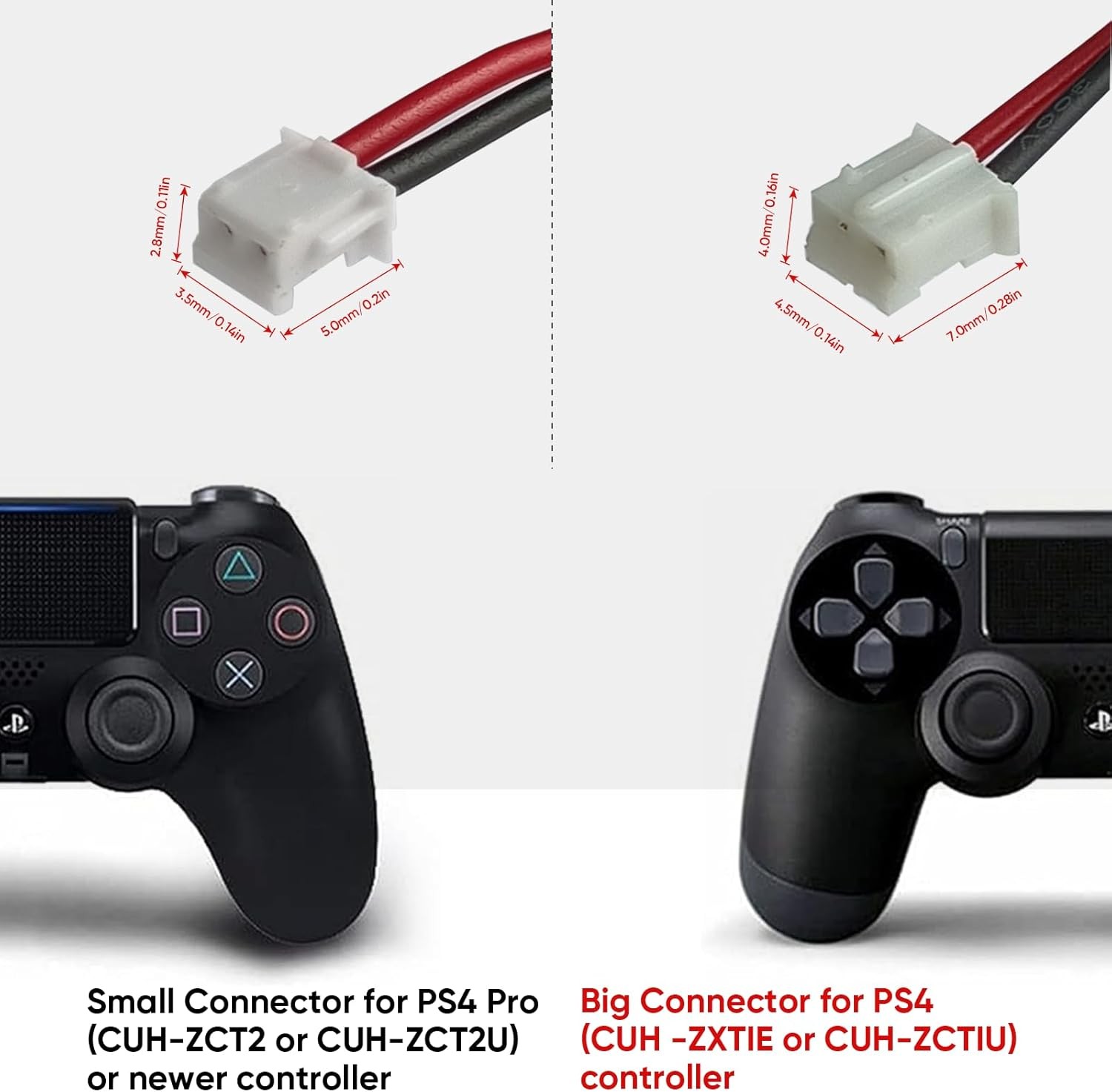 2Pcs PS4 PS4 Pro Controller Battery Replacement 2500mAh High Capacity