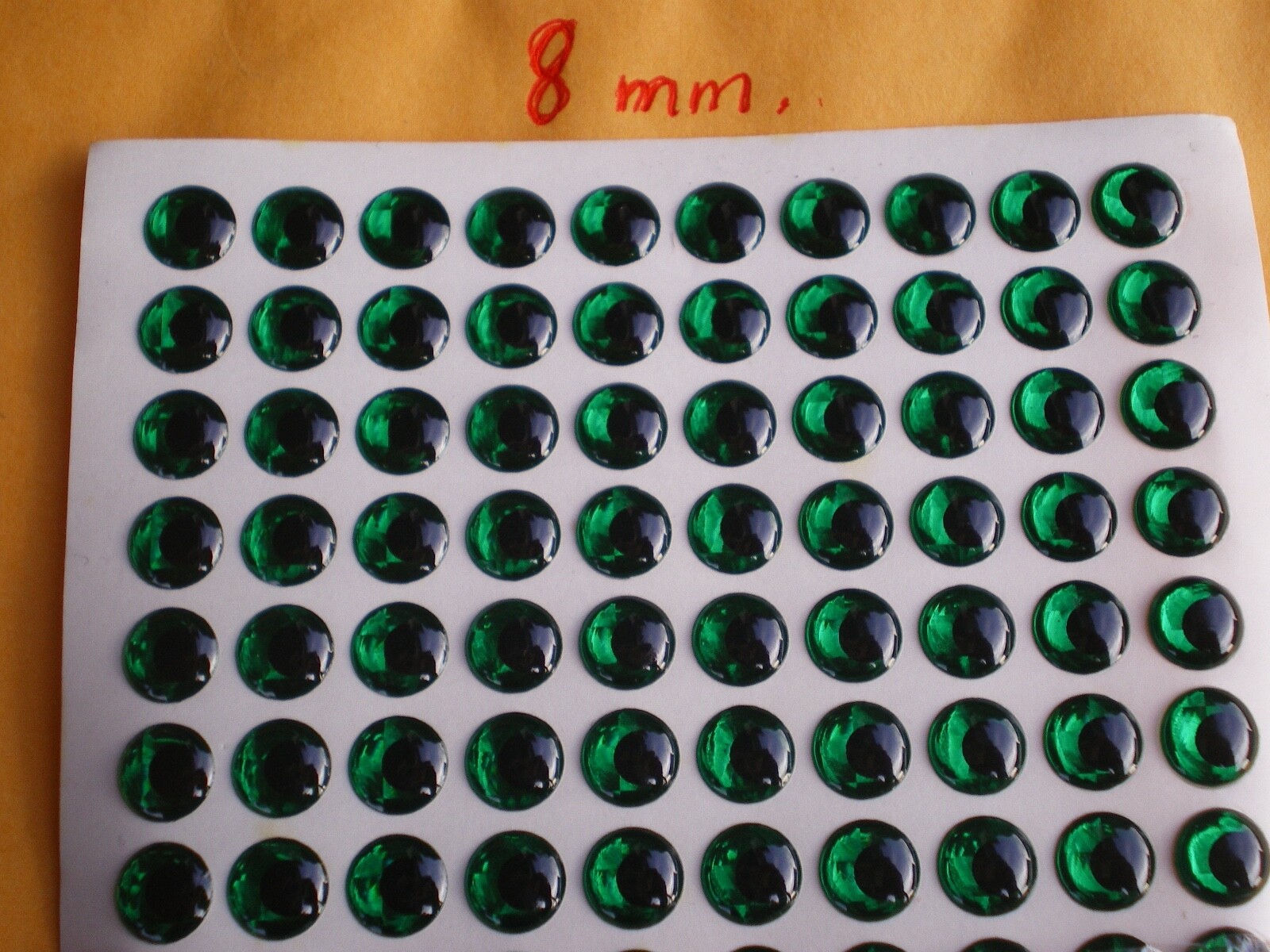260 PCS. 3D 8MM GREEN HOLOGRAPHIC FISHING LURE EYES/FLY TYING JIGS/CRAFT DOLLS