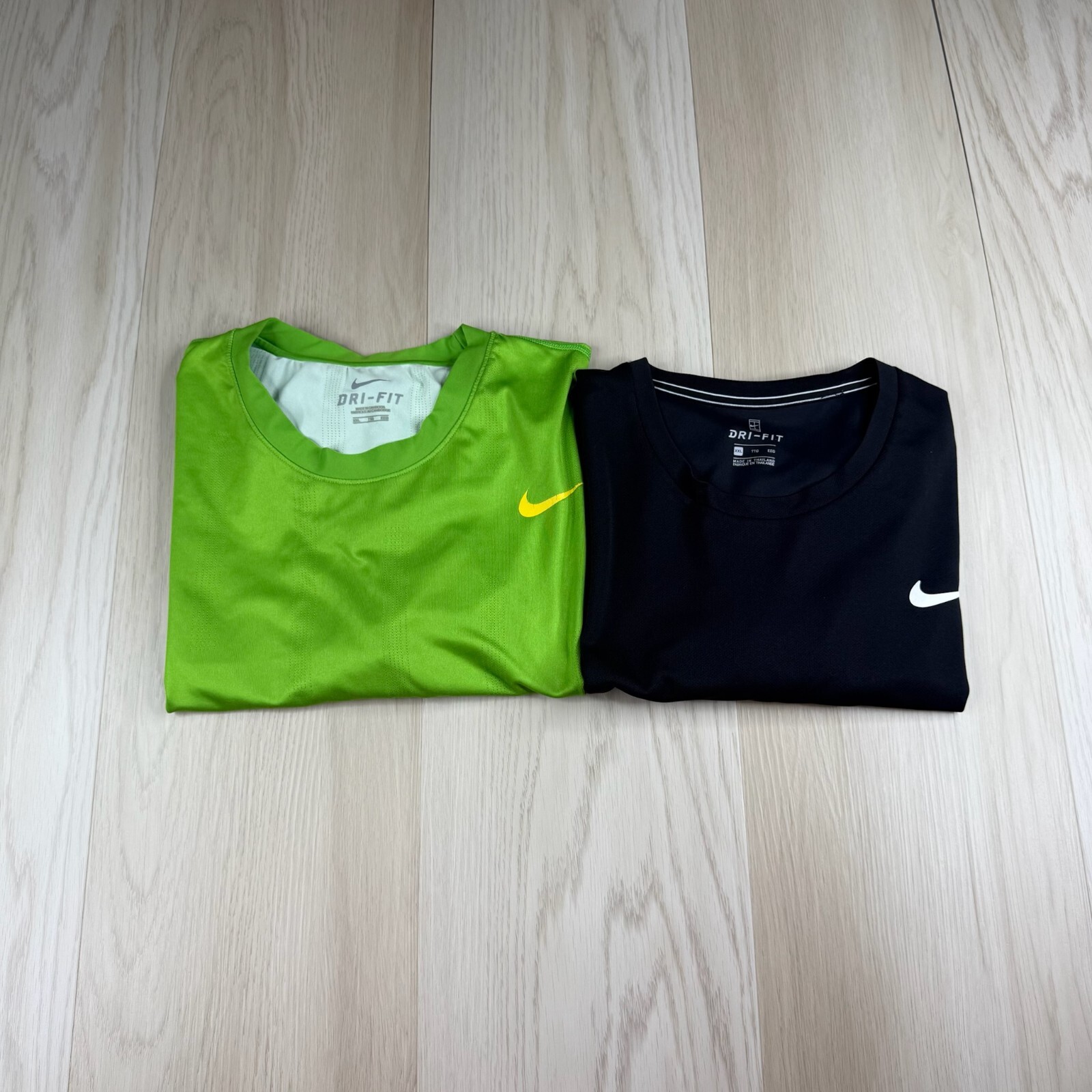 Nike Dri Fit Mens Black Green Short Sleeve Running T-Shirt Size XXL Lot Of 2