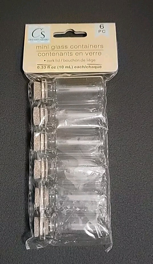 Mini Glass Containers 10ml Bottles Jars Vials Container w/ Cork 6pc