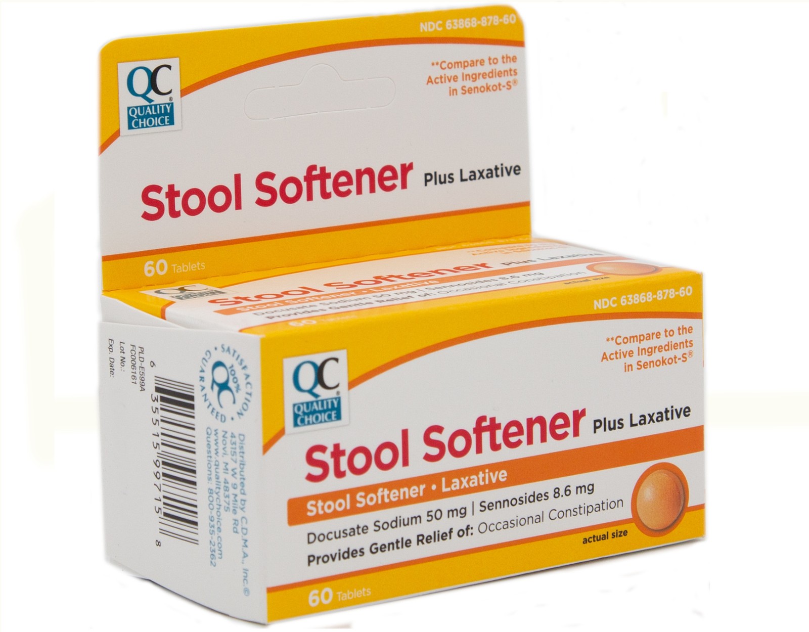 Quality Choice Stool Softener Plus Laxative, 60 Tablets - Pack of 2