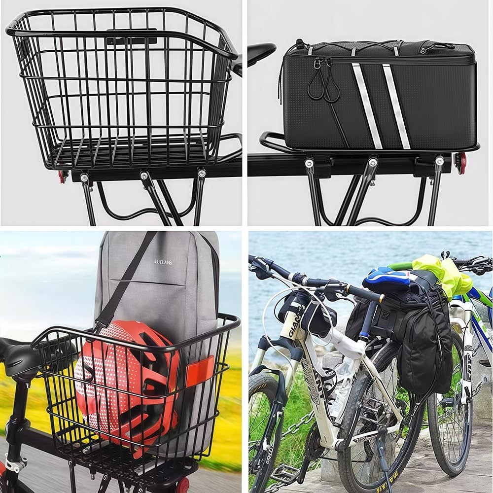 Rear Bike Rack for Bicycle, 110Lbs/50kgs Capacity Bicycle Cargo Rack with Ref...