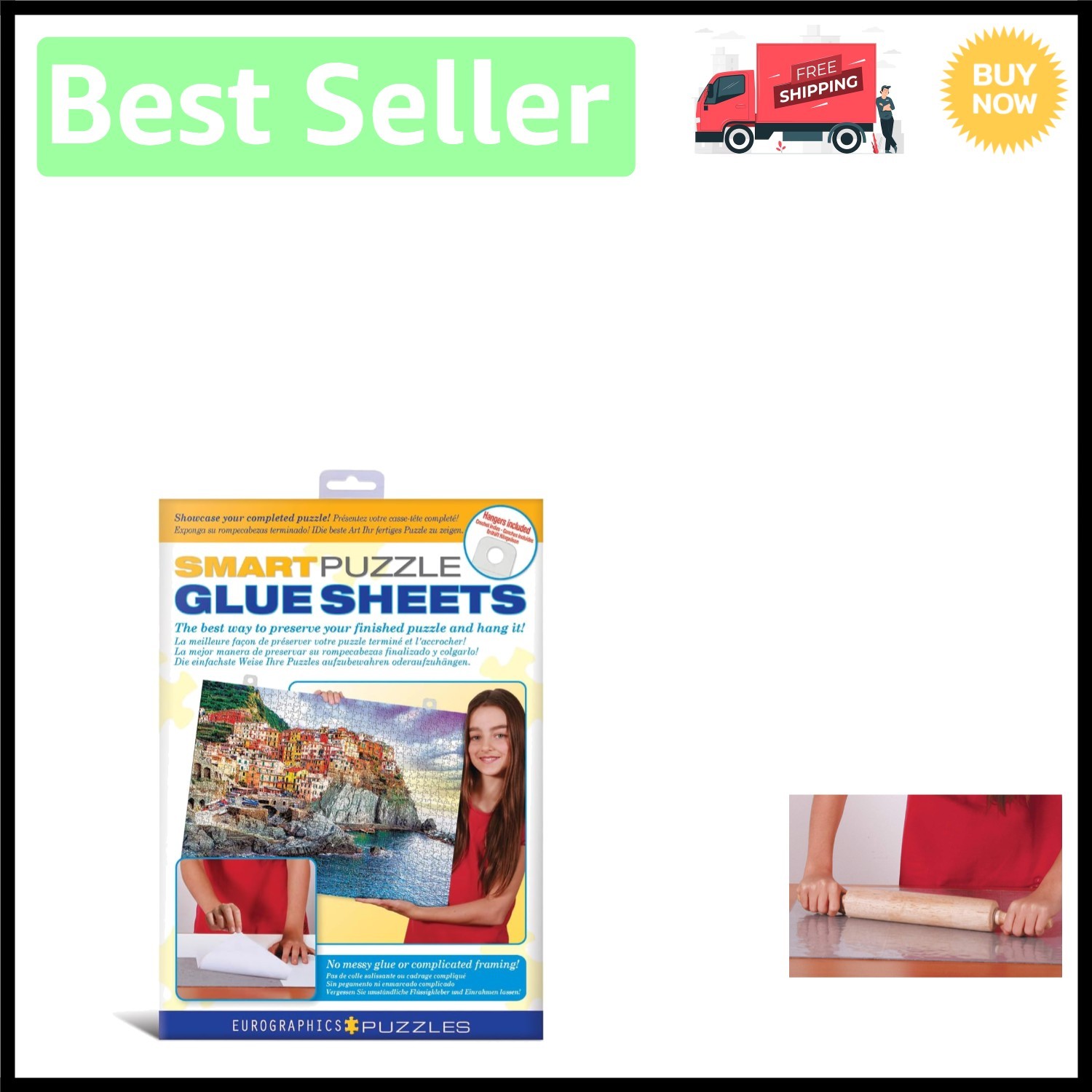 Smart Puzzle Glue Sheets - Effortless 7" x 10" Preservation, 8 Sheets Included