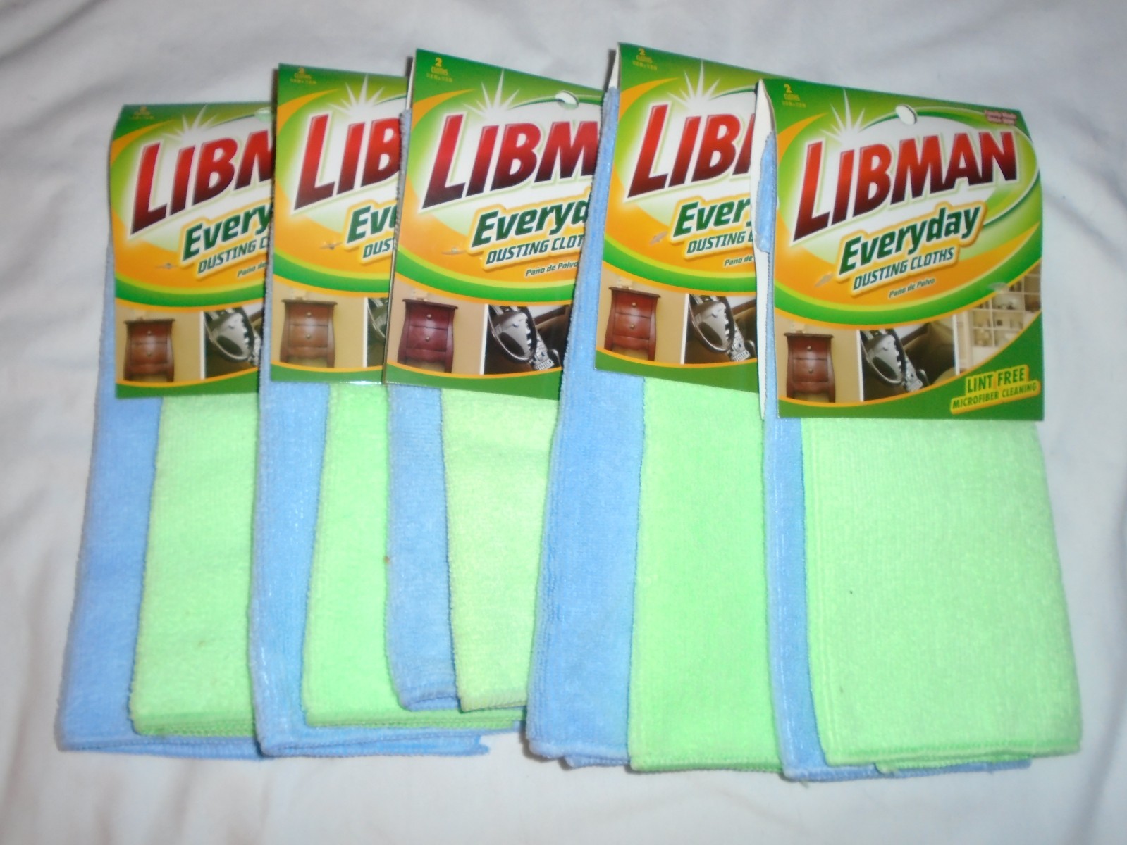 Set of 5 Libman Everyday Dusting Cloths 2-Pack Microfiber Cleaning Cloths - NEW