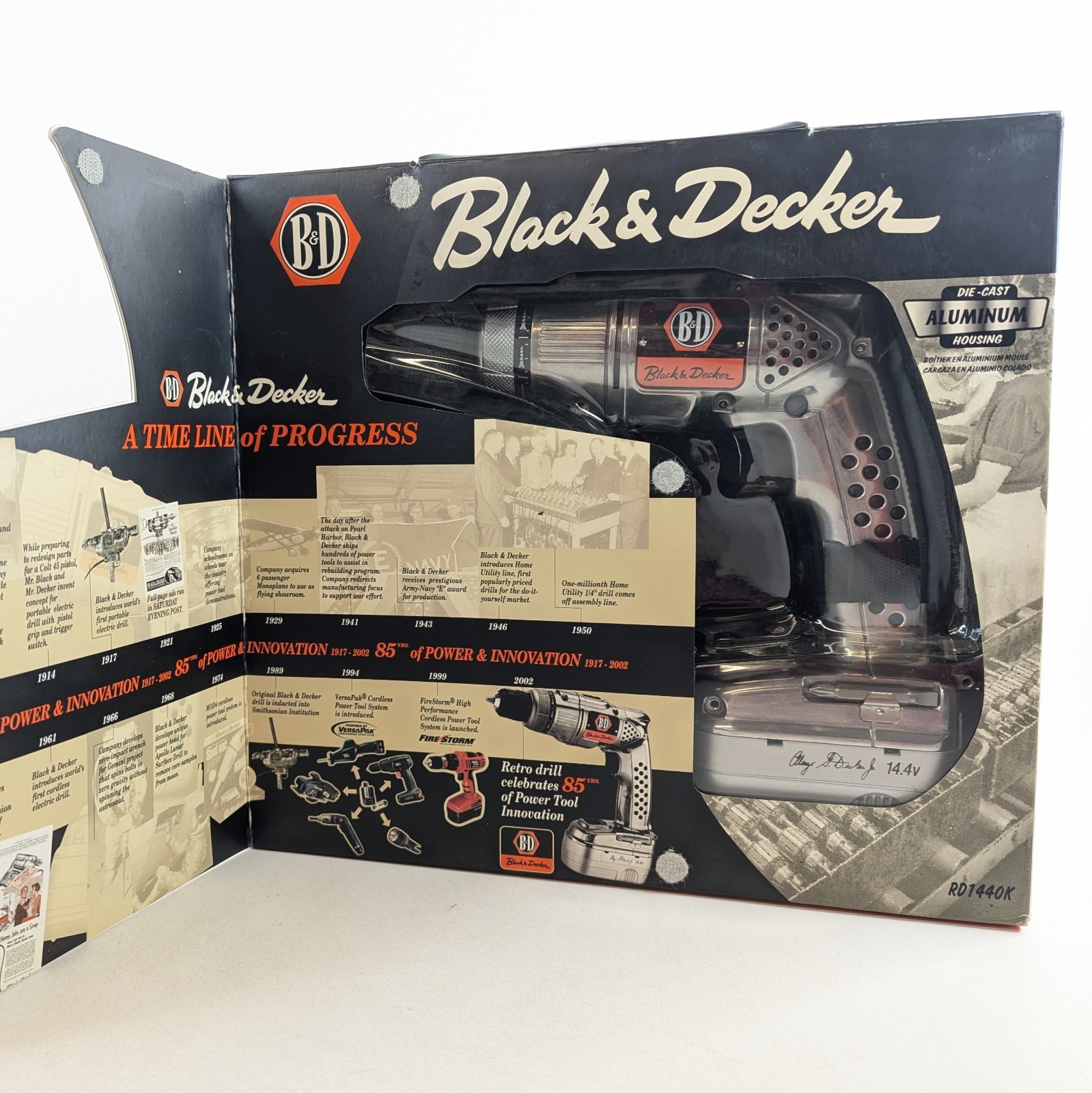 Black & Decker 85th Anniversary 14.4V Cordless Drill RD1440K Die-Cast - NEW