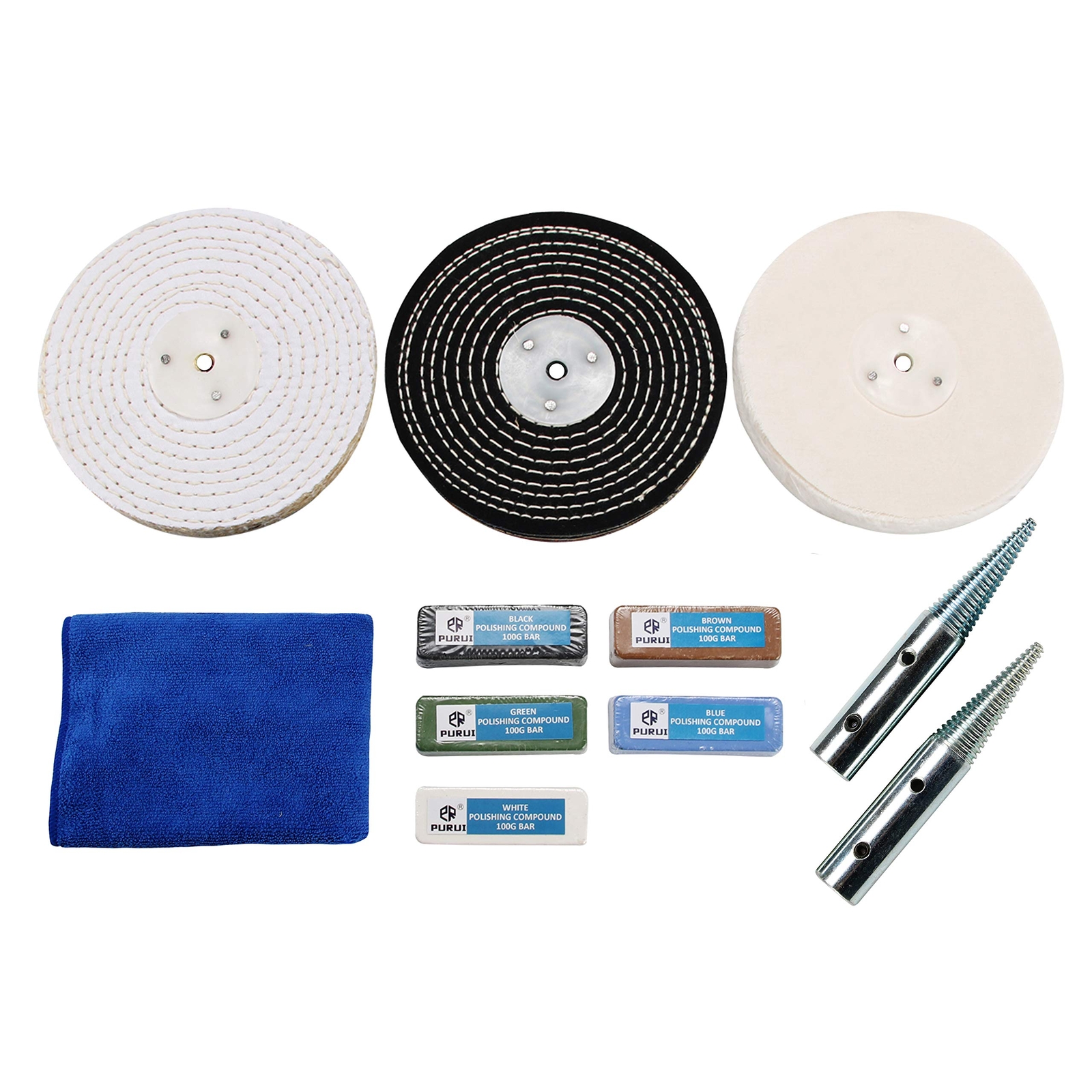 Purui 11pc Metal Polishing Buffing Kit Use On 6" Bench Grind