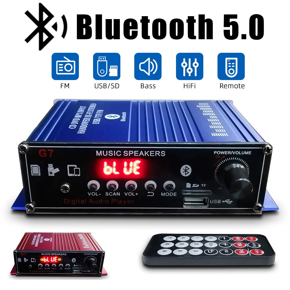 Bluetooth Stereo Amplifier Desktop Audio Power Amp Receiver TF/MP3/U disk Reader