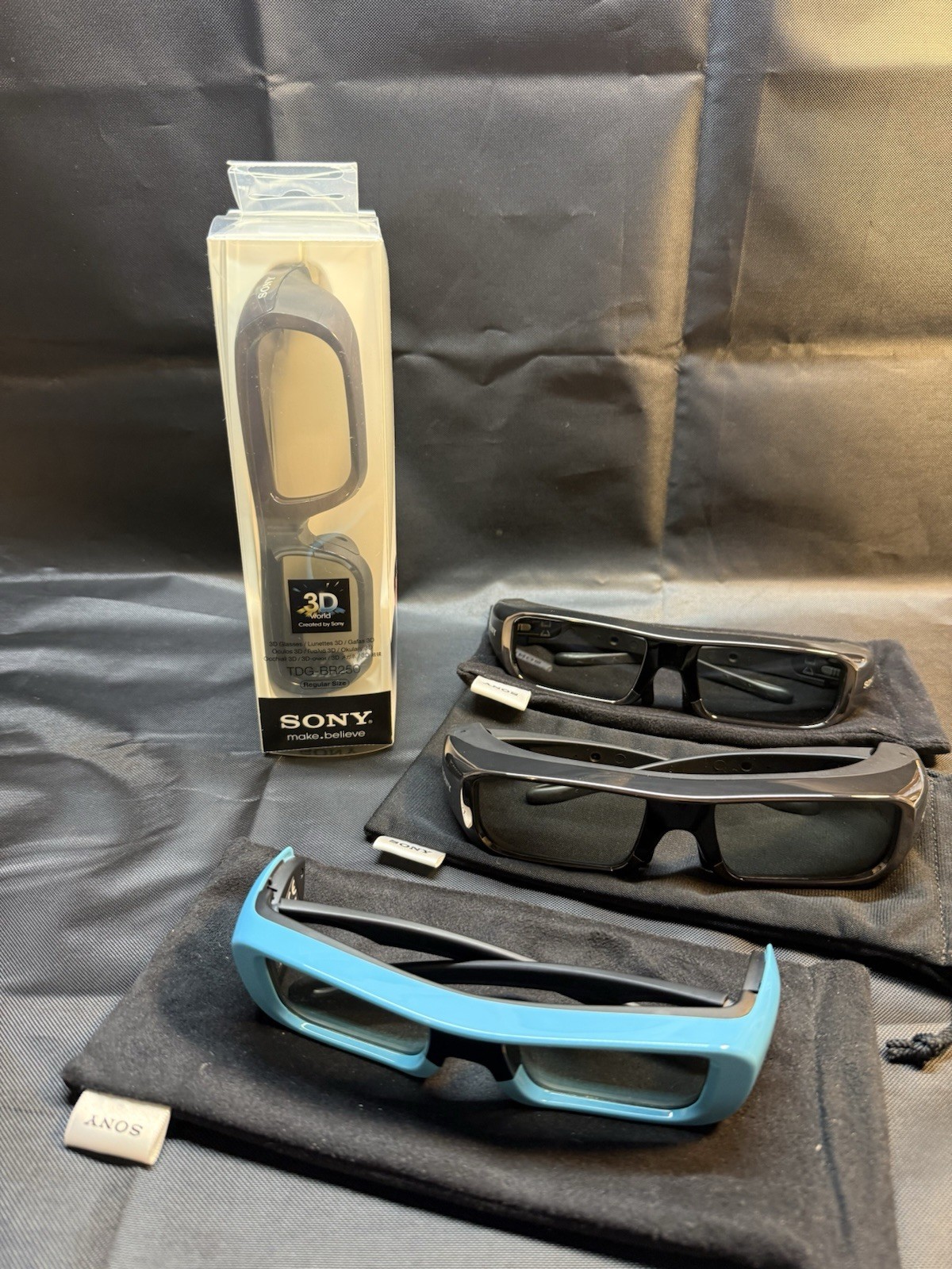 Lot 4 Different Models Sony TDG-BR100 3D Glasses Bundle Black Cases Tested
