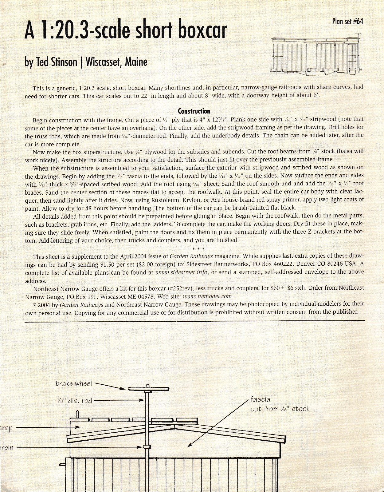 A 1:20.3 Scale Short Boxcar Instructions by Ted Stinson