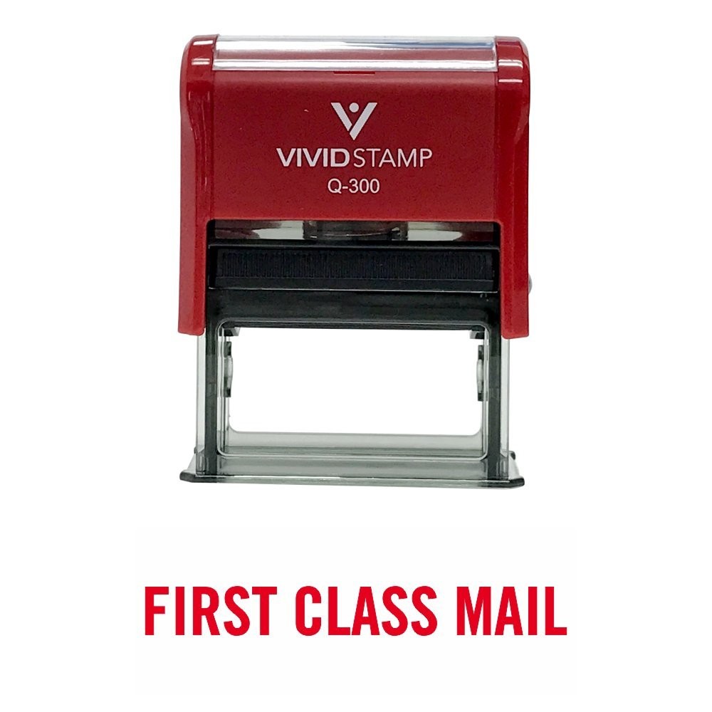First Class Mail Self Inking Rubber Stamp Red Ink Large Office Business