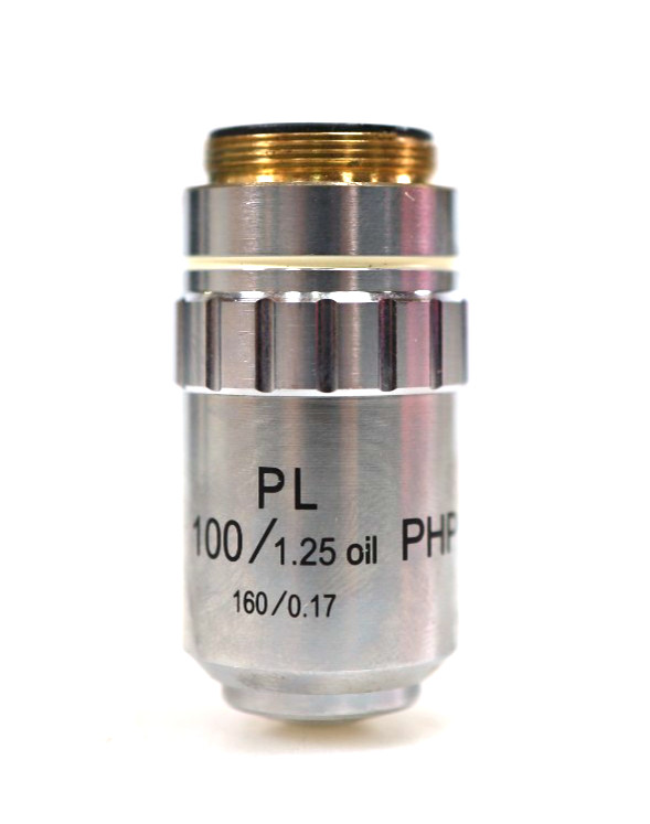 Fisher Scientific Microscope Objective Lens PL 100/1.25 Oil 160/0.17