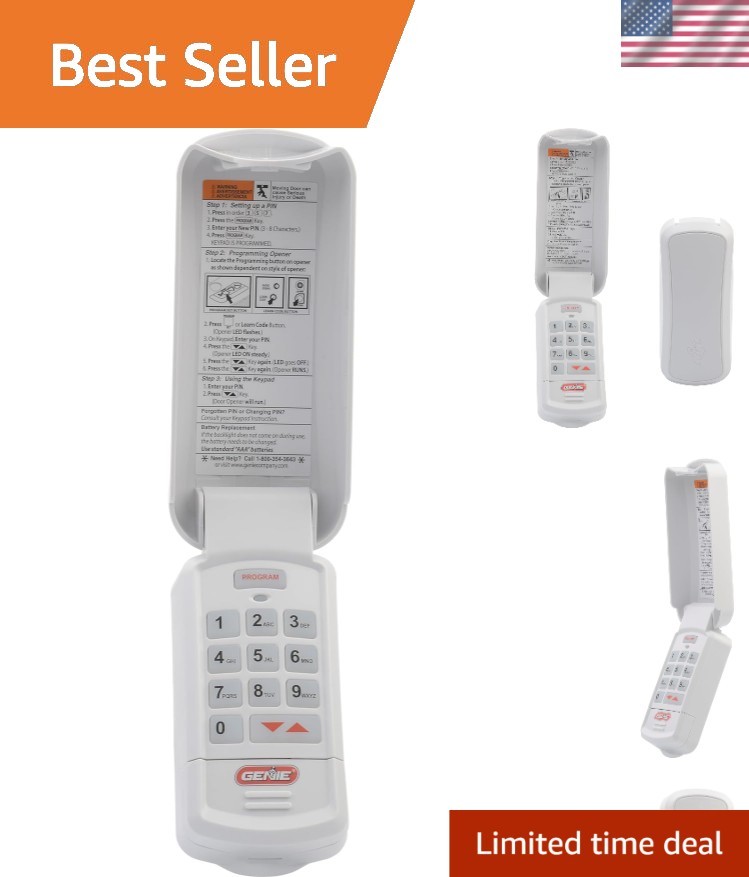 Wireless Garage Door Opener Keypad - Easy Installation, Safe with Temporary PIN