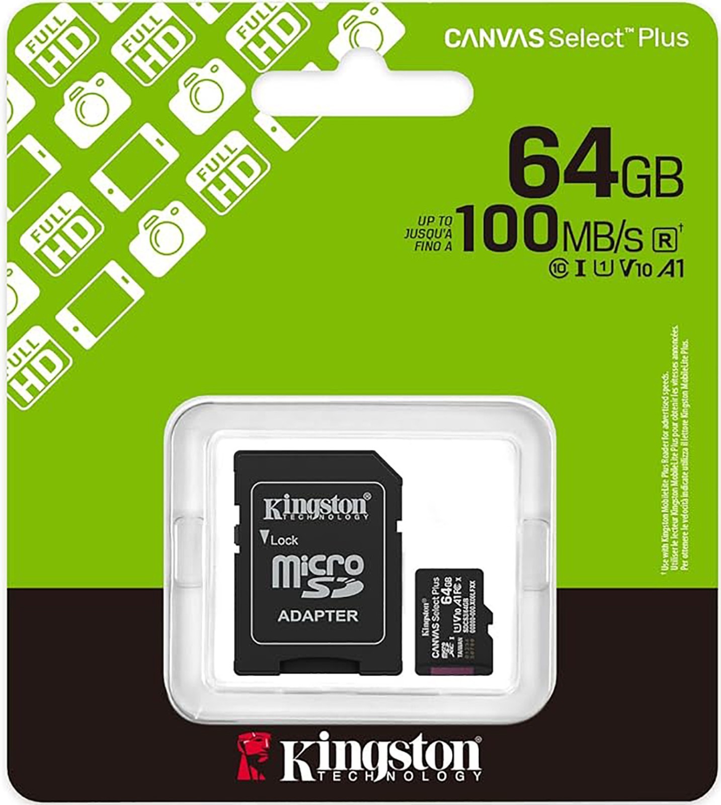 Kingston 64GB Canvas Select Plus microSD Card | Up to 100MB/s | 64GB, Black