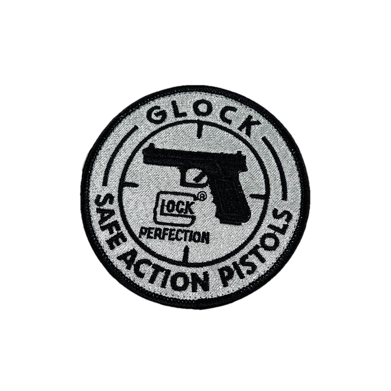 Glock Perfection “Safe Action Pistols” Patch Black Silver Hook & Loop (3.5x3.5")