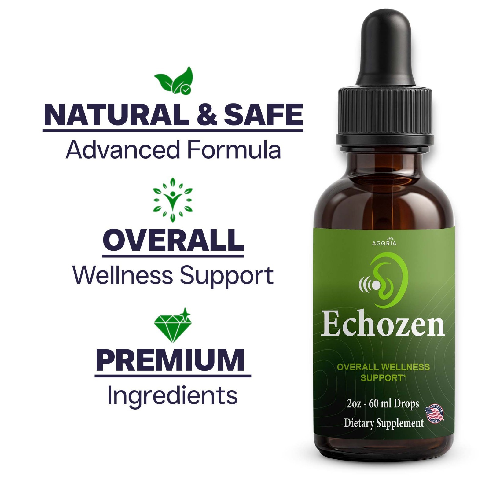 (6 Pack) EchoZen Drops, EchoZen Tinnitus Support Liquid Supplement