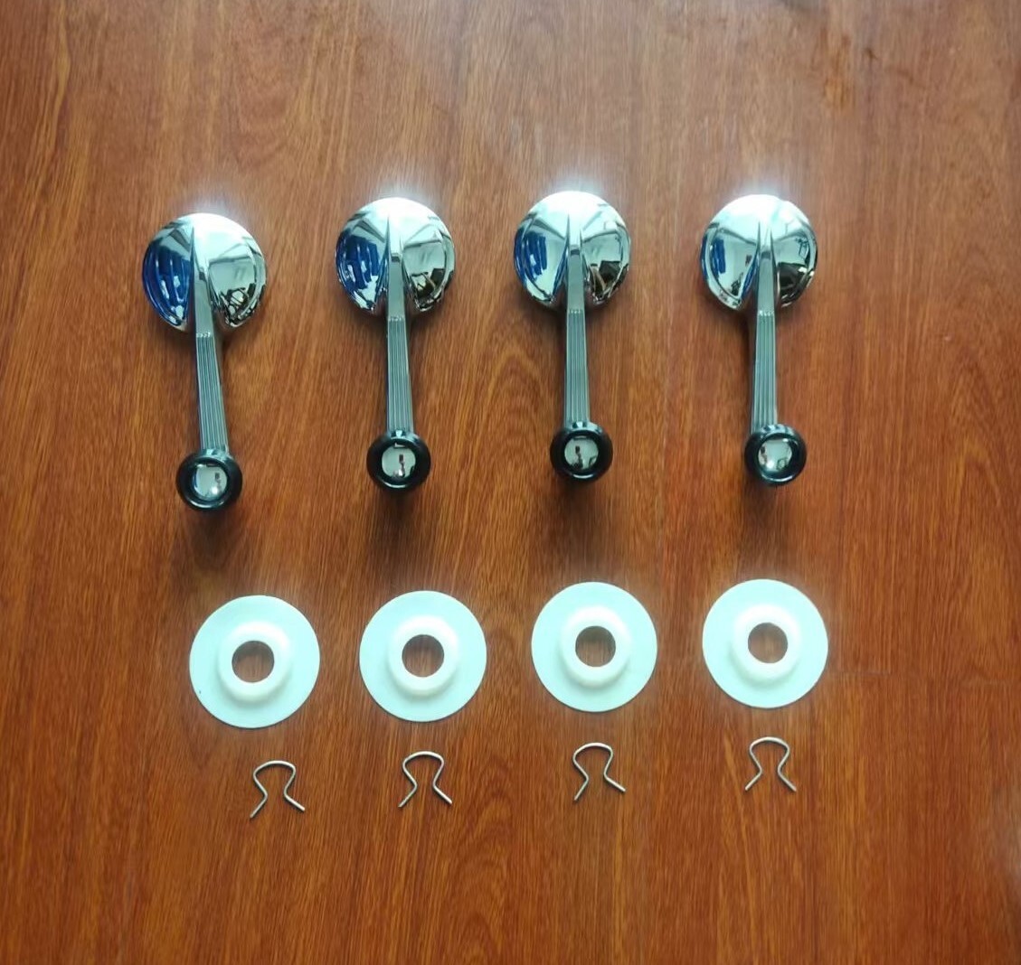 1950-60 Bel Air 150 210 Impala Chrome Window Crank Handle Kit 4pcs black knob