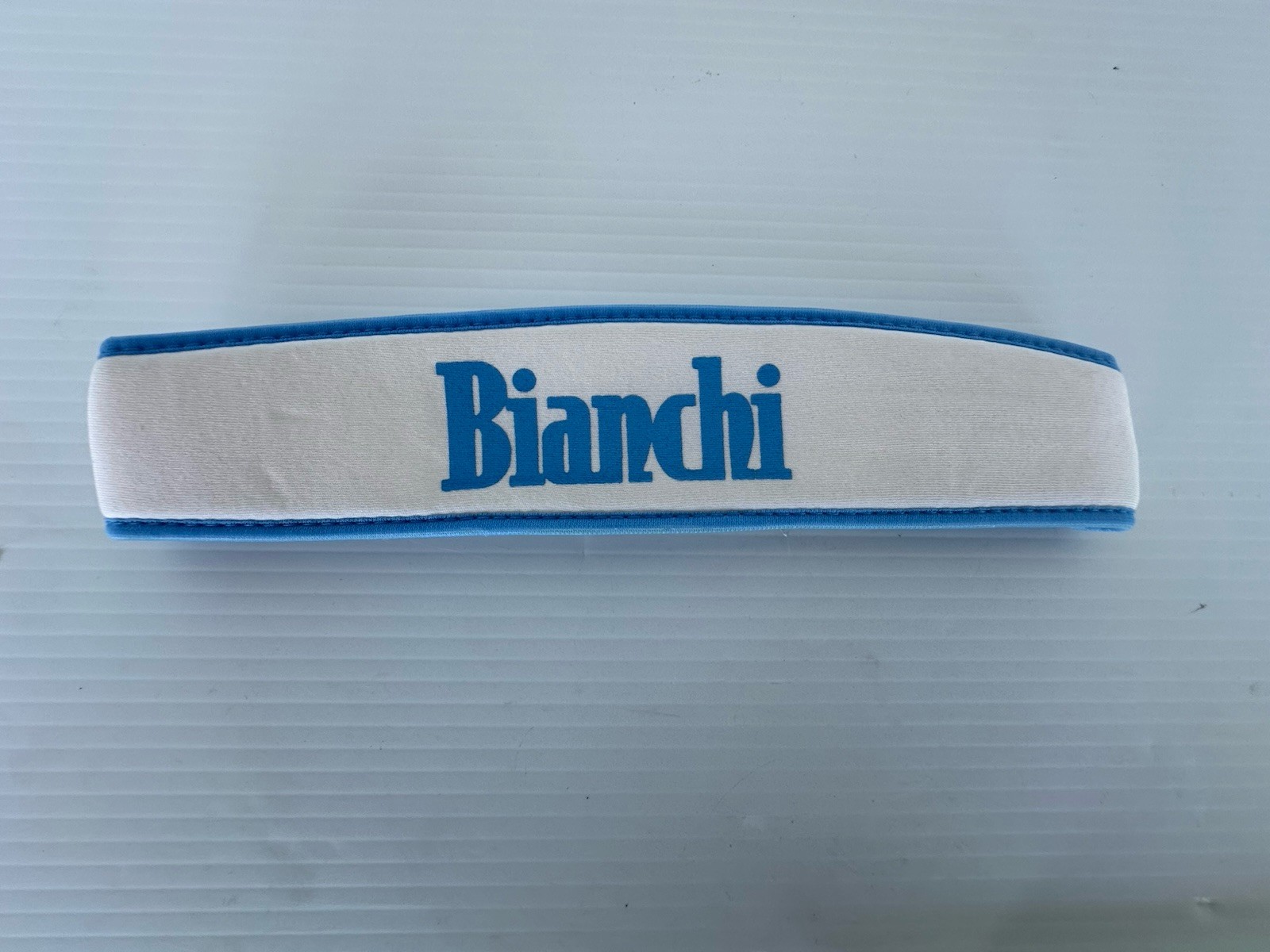 Vintage Bianchi Cycling Headband White Celeste Blue Italian Bicycle Racing