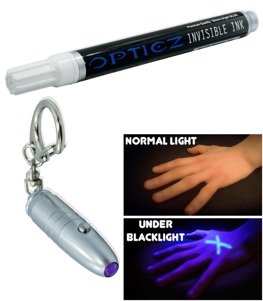 Opticz All Purpose Blacklight Reactive Invisible Blue Ink Marker with UV Light