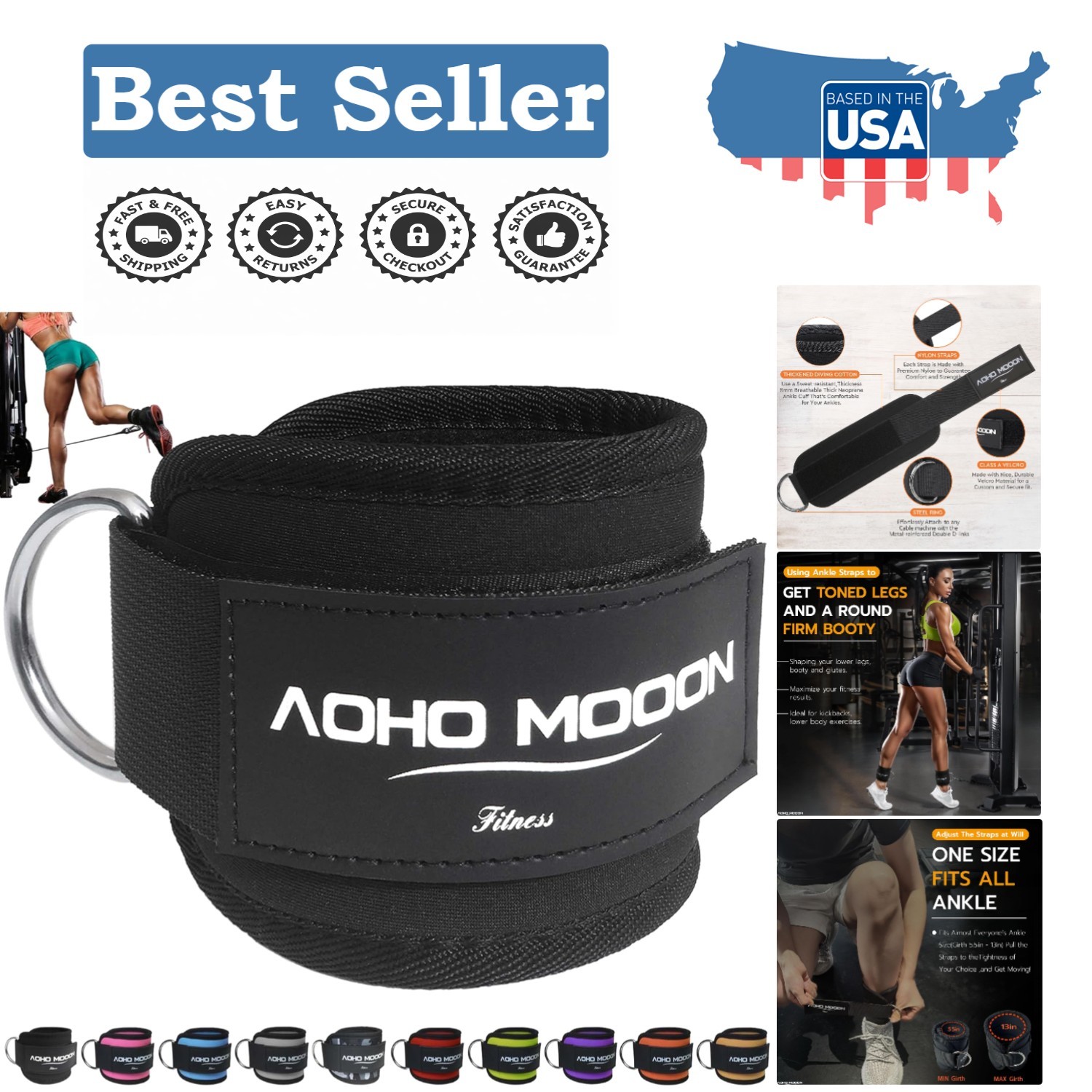 Durable Adjustable Ankle Straps for Cable Machines – Perfect for Glute Workouts