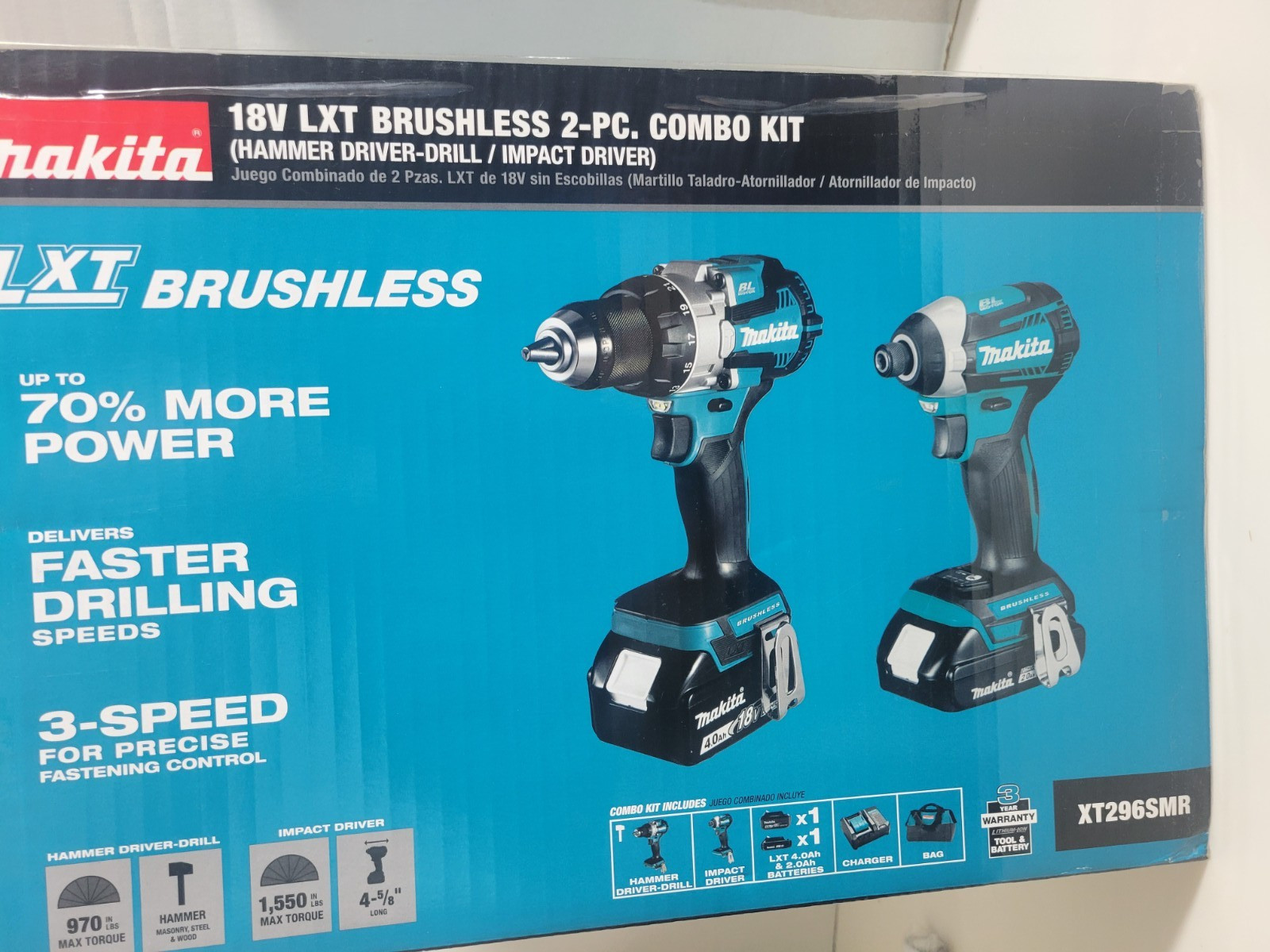 Makita XT296SMR 18V LXT Li-Ion Brushless Cordless 2-Pc. Combo Kit (2.0Ah/4.0Ah)
