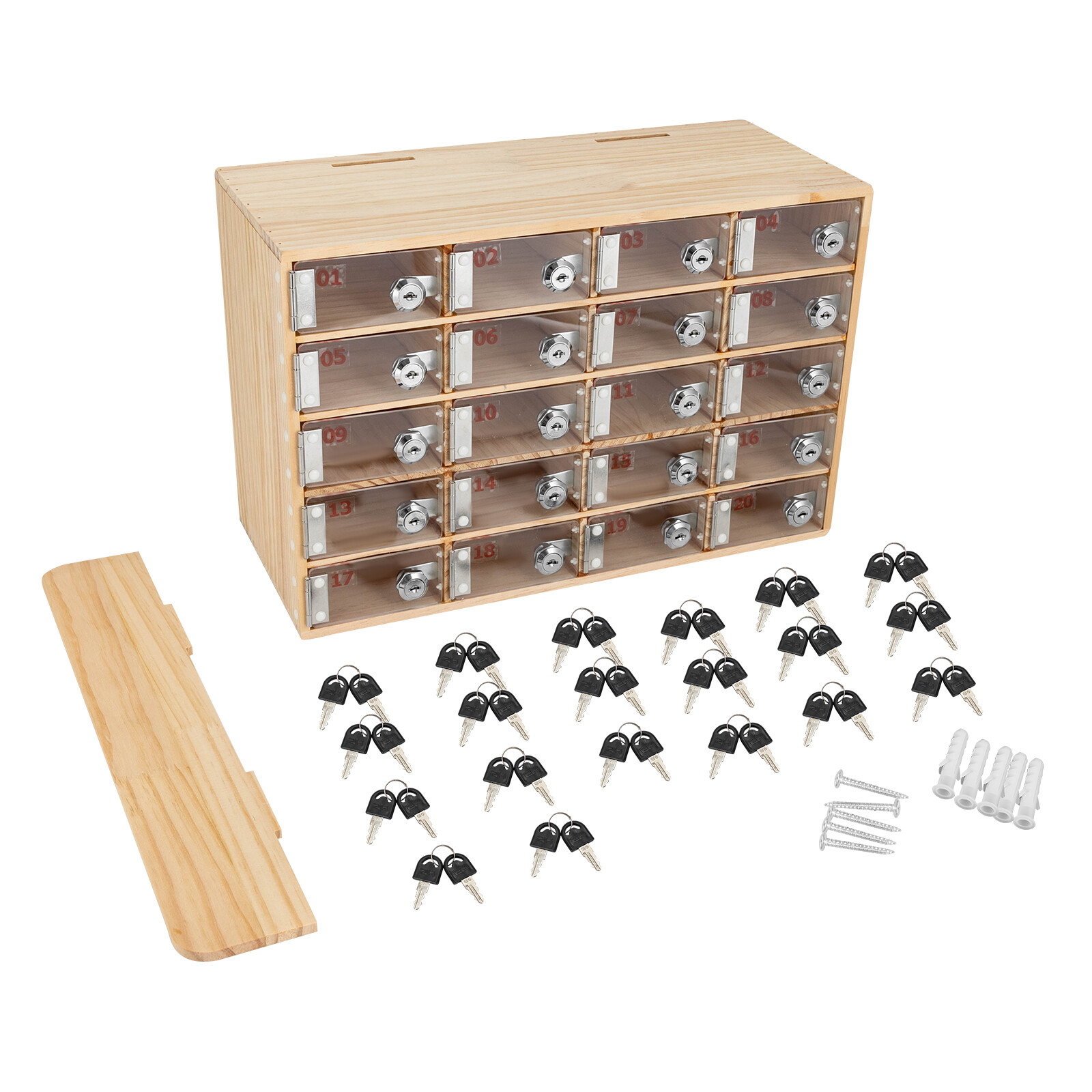 20 Slots Cell Phone Locker Box Wood Cell Phone Storage Cabinet With Keys/Locks