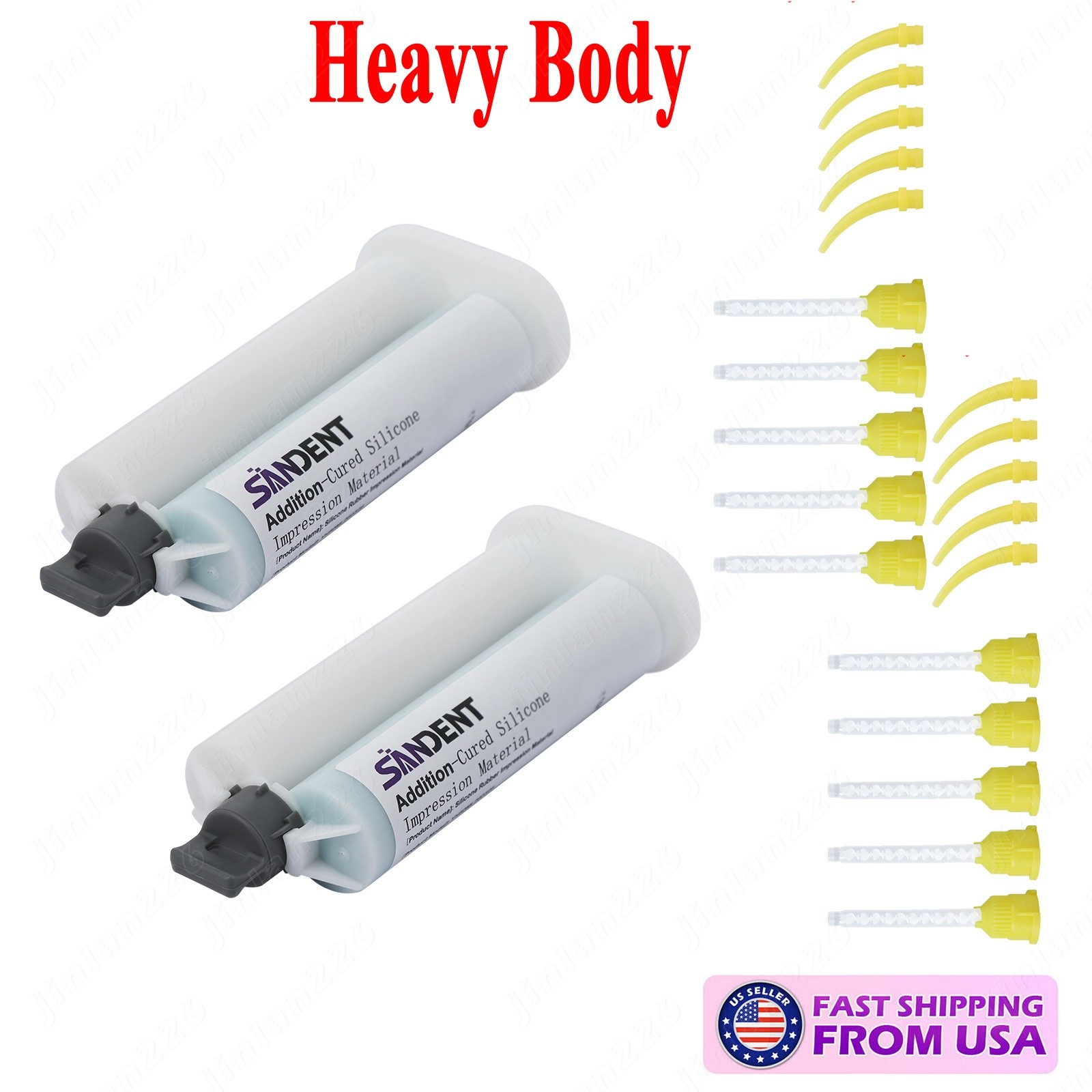 Dental Impression Material VPS Heavy Body Fast Set (2 Cartridge & 10 Tips) PVS