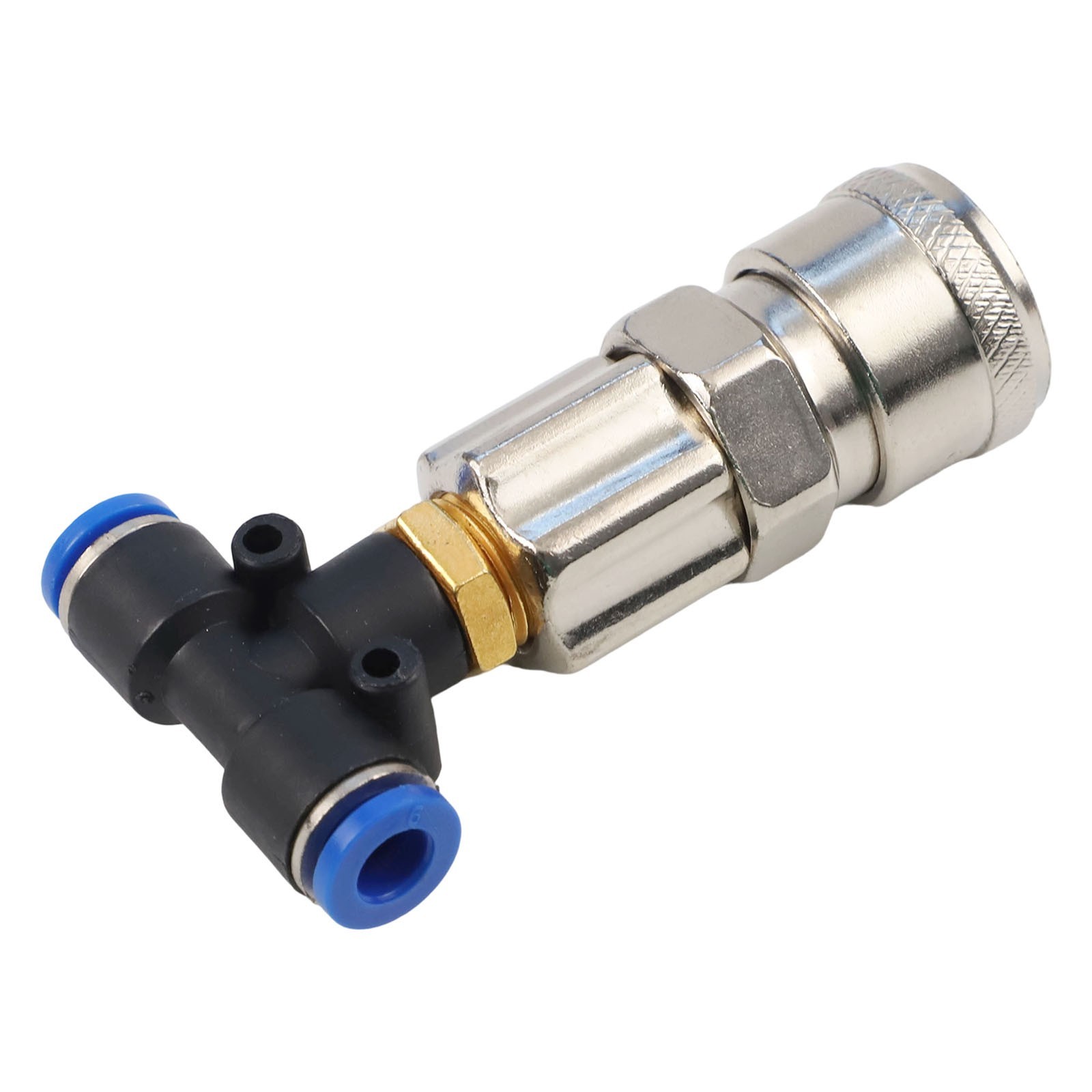 Three way Pneumatic Tank Connector Straight Through Joint Metal Material