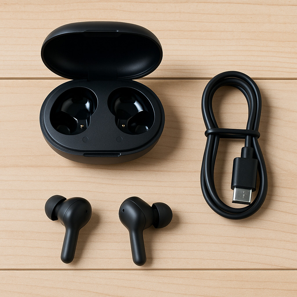 TWS Wireless Bluetooth Earbuds Pebble Charging Case Touch Control In-Ear USB Rec