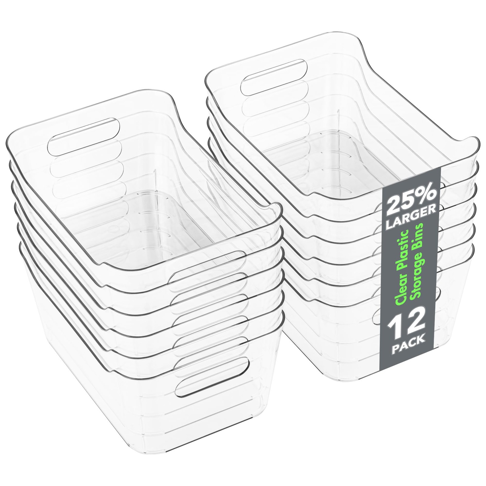 Tiawudi 12 Pack Plastic Storage Bins, 10.5" x 7.2" x 4.5" (4.2L), Clear