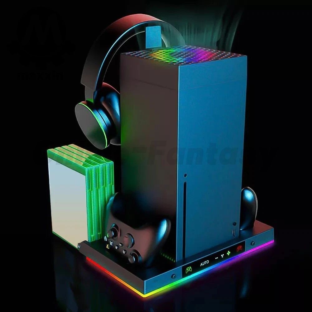RGB Charging Dock for Xbox Series X with 3-Levels Fan Vertical Cooling Fan Stand