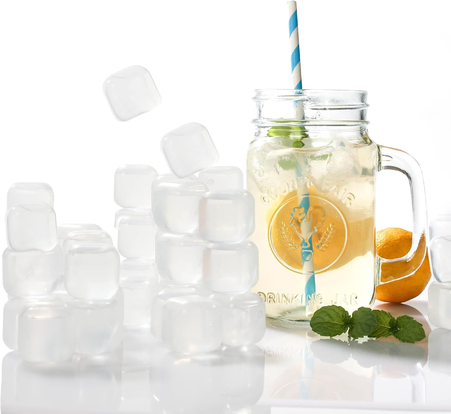 Cubos De Hielo Reutilizables De Plastico Blanco Para Bebidas 25 Unidades 1PC