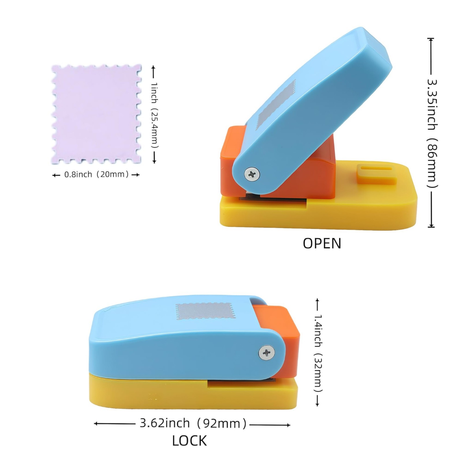 1X0.8inch Rectangular Postage Stamp Punch Ware Rectangle Craft Lever Punch Ha...
