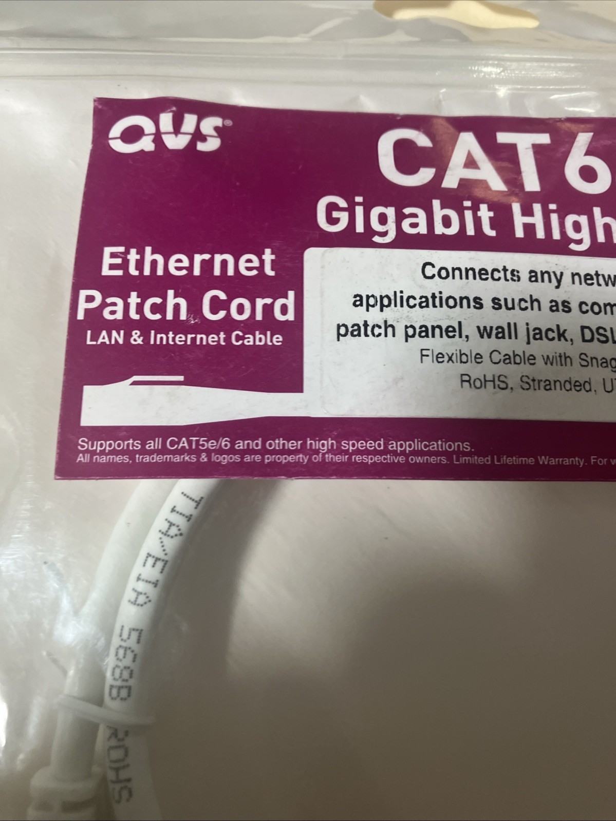 3 ft CAT6 Gigabit Flexible Molded White Patch Cord